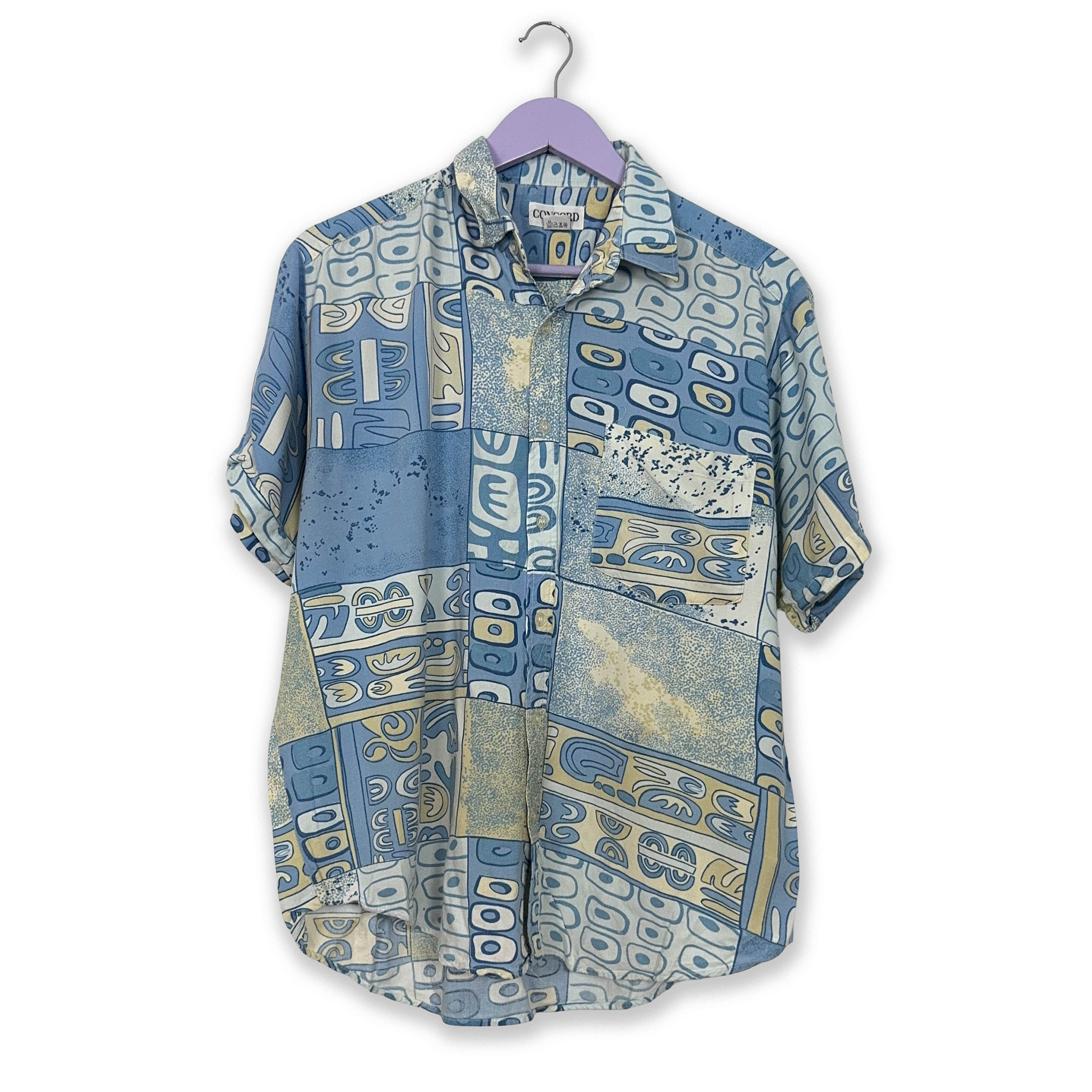 Shirt Camicie Uomo Fantasia Vintage Camicia Vintage Azzurra A - Main Image