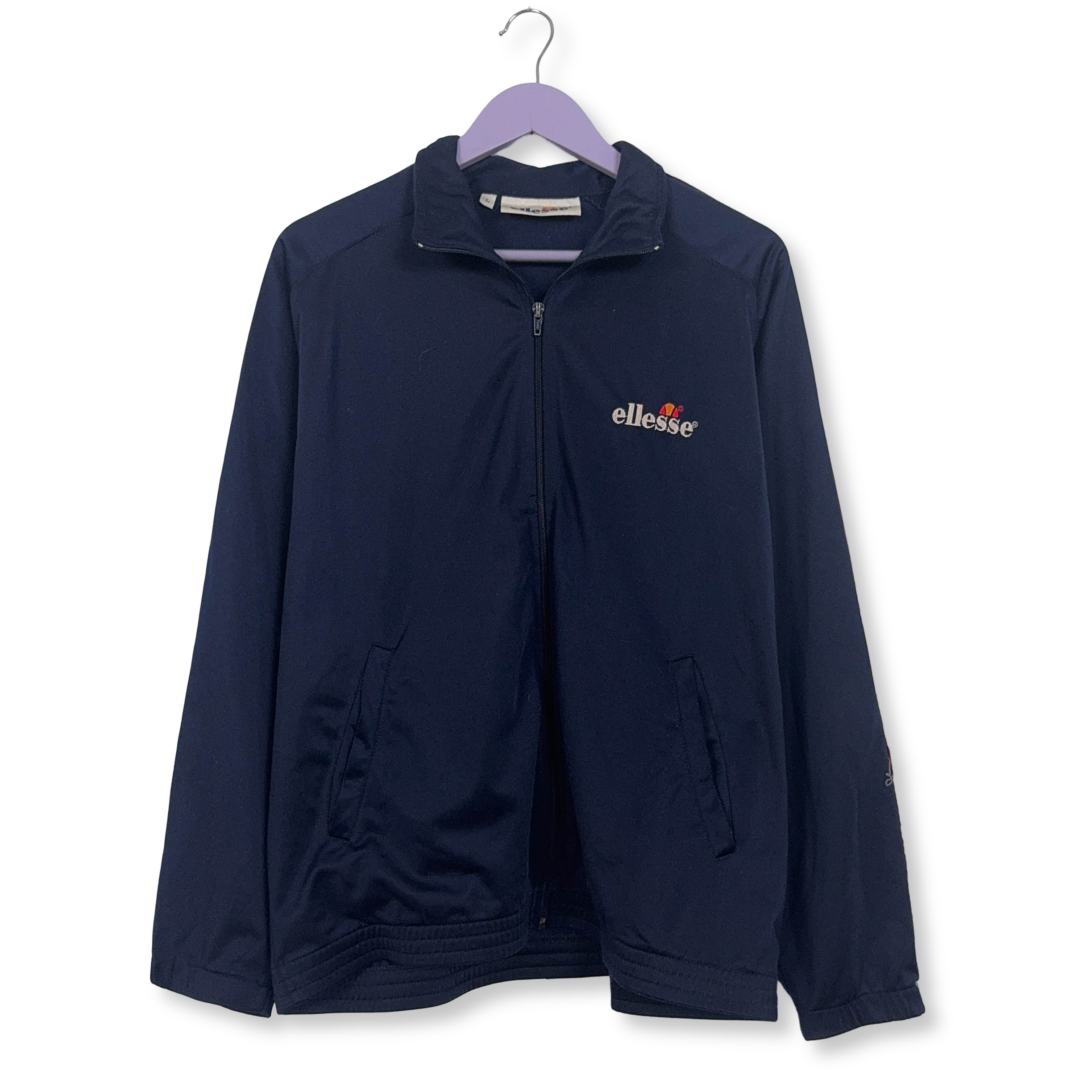 Felpa Ellesse Vintage blu scura con zip anni 90 Taglia L/XL uomo