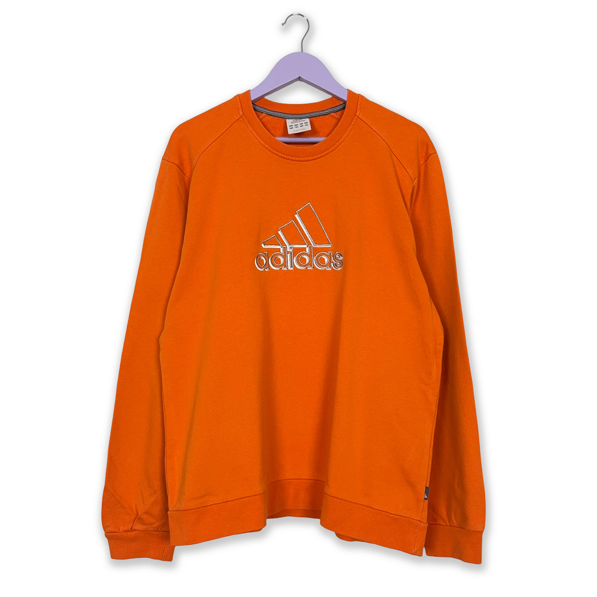 Felpa Adidas Vintage arancione a girocollo in cotone anni 2000