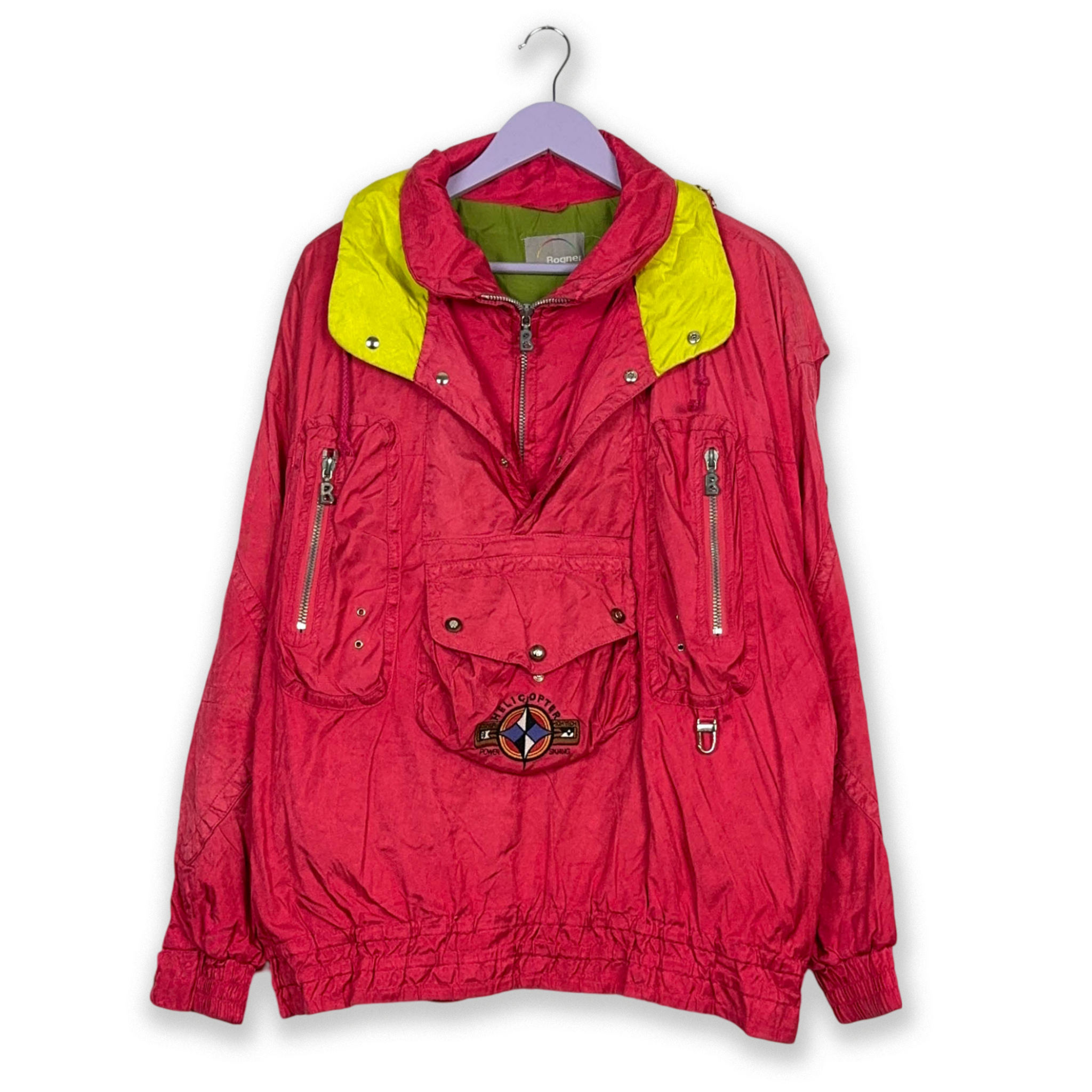 Giacca da Sci/Snowboard Vintage rosa con ricamo e zip Taglia L