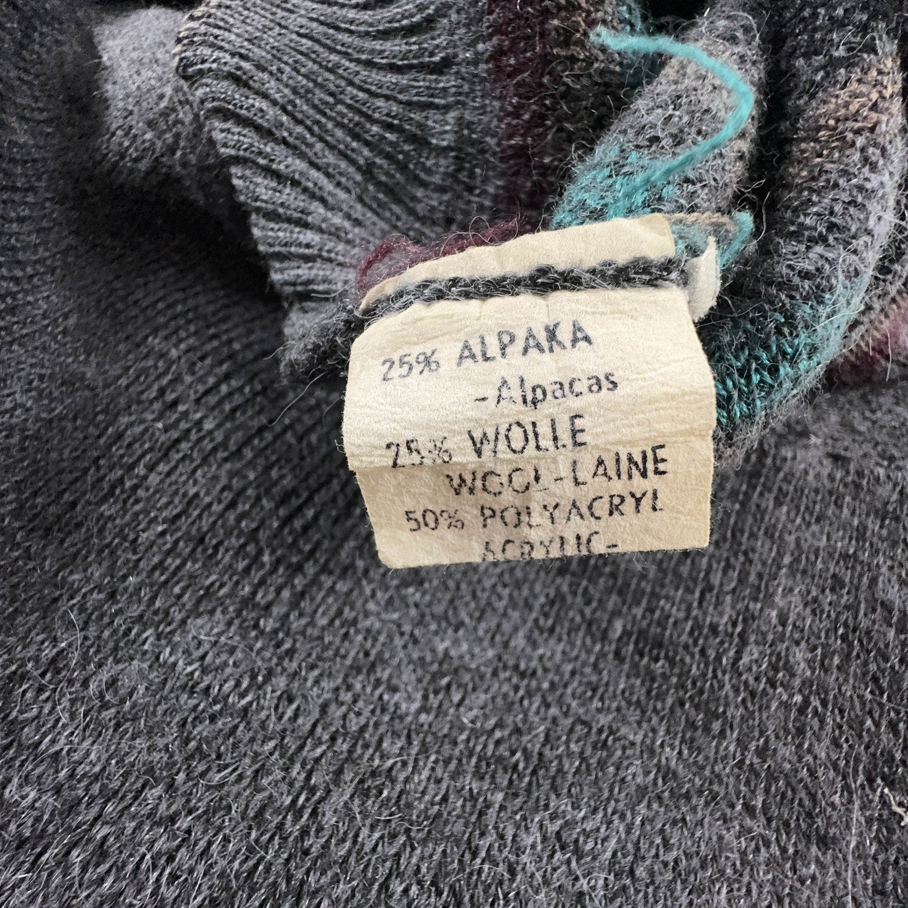 Vintage Grey Patterned Cardigan 50% Wool and Alpaca with Buttons - Size 52 Men