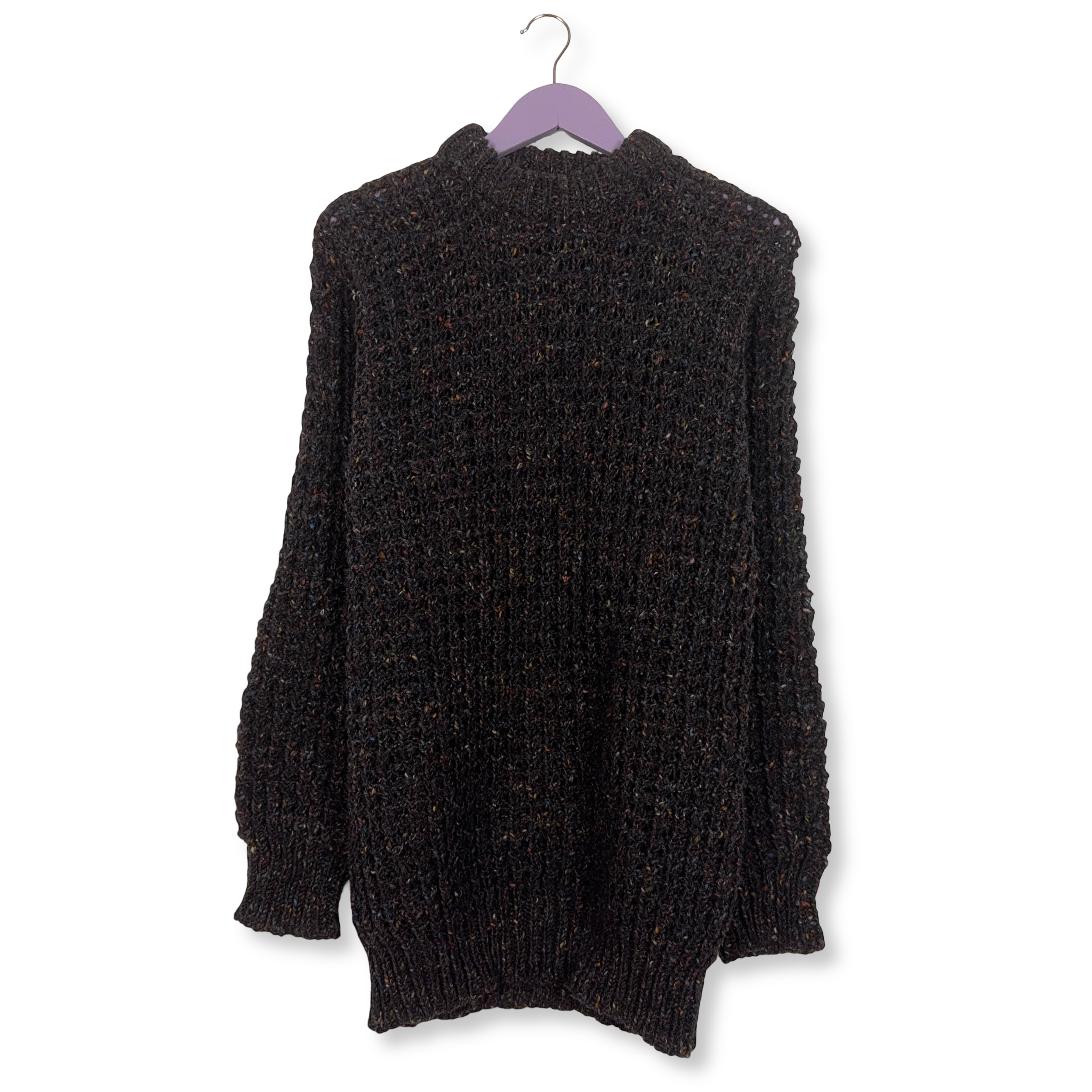 Maglione Vintage grigio scuro a girocollo 100% lana anni 80 90 - Taglia M/L uomo