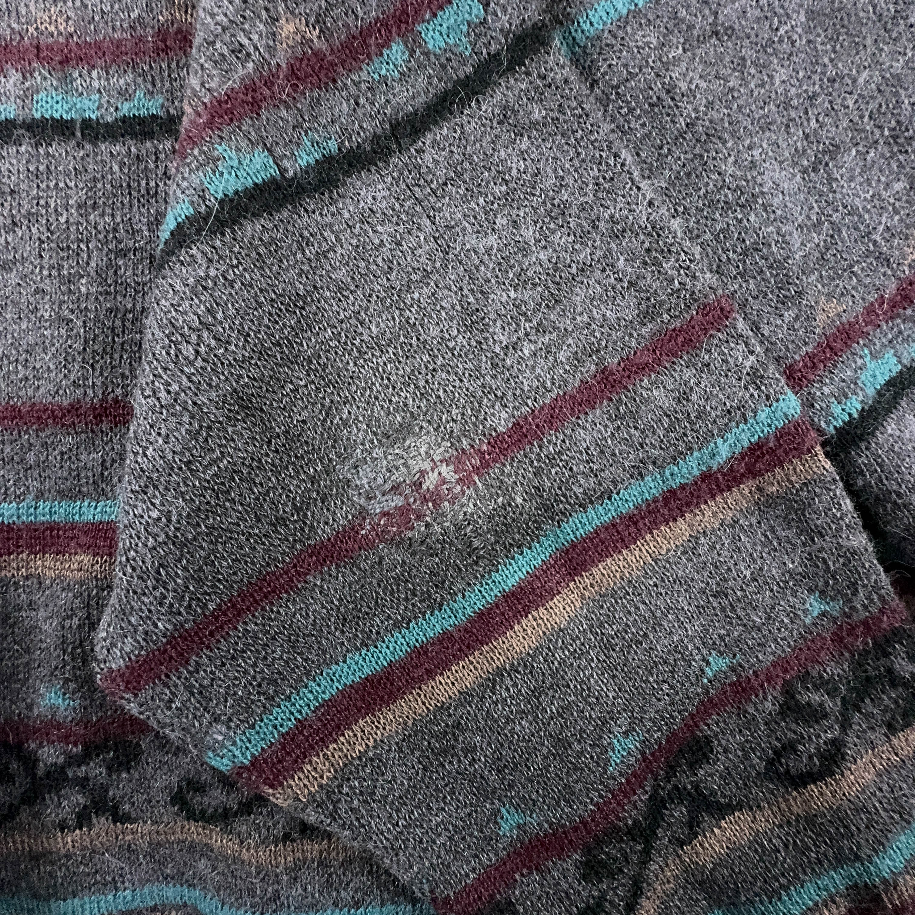 Vintage Grey Patterned Cardigan 50% Wool and Alpaca with Buttons - Size 52 Men