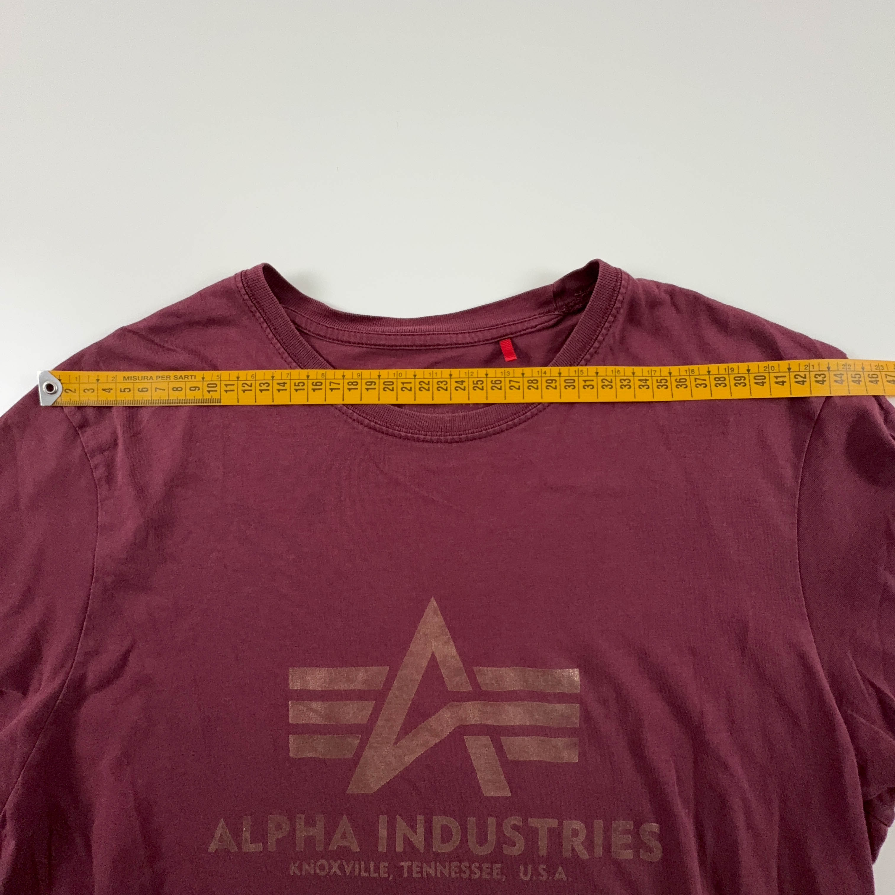 Alpha Industries Burgundy Crew Neck Cotton T-Shirt - Men's Size Medium