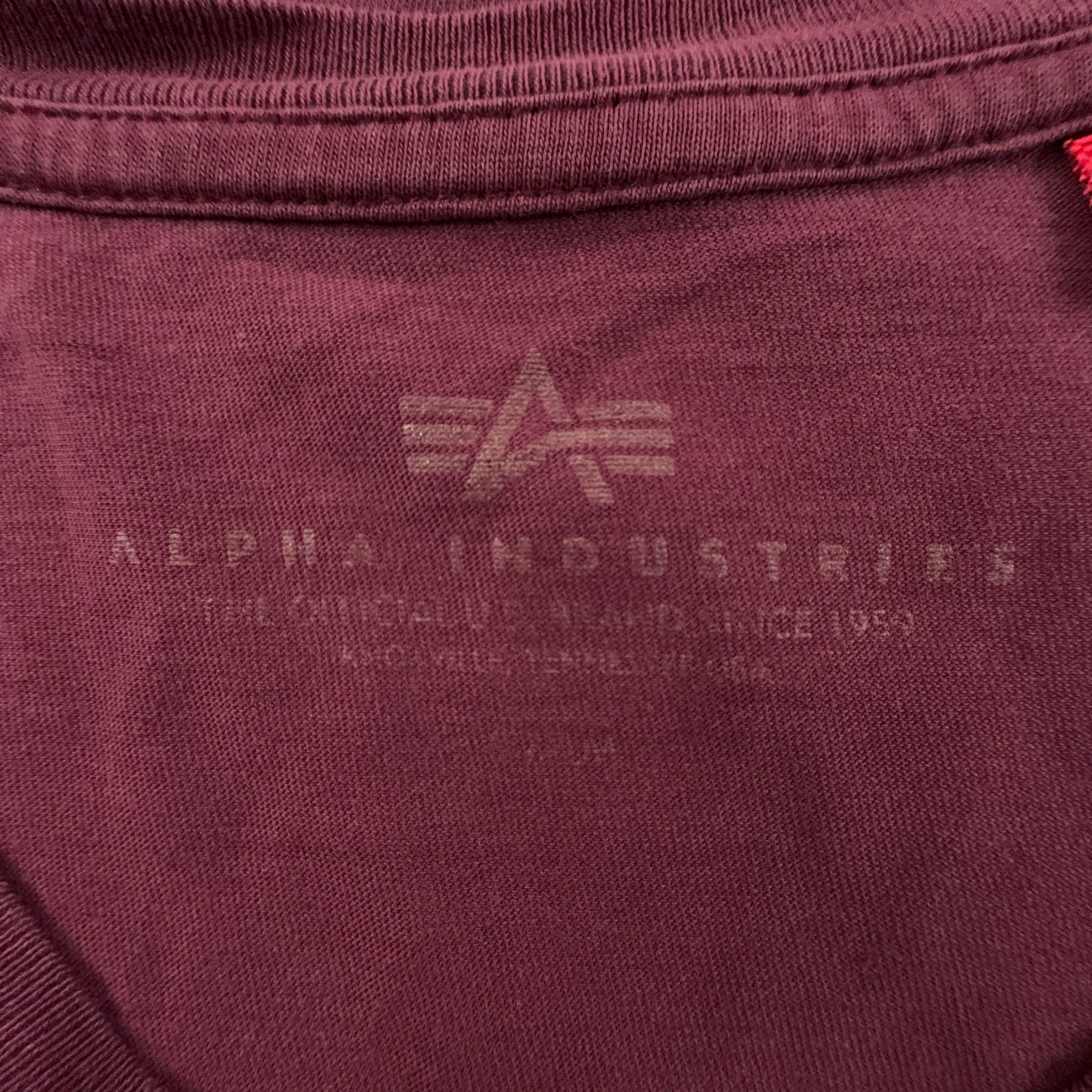 Alpha Industries Burgundy Crew Neck Cotton T-Shirt - Men's Size Medium