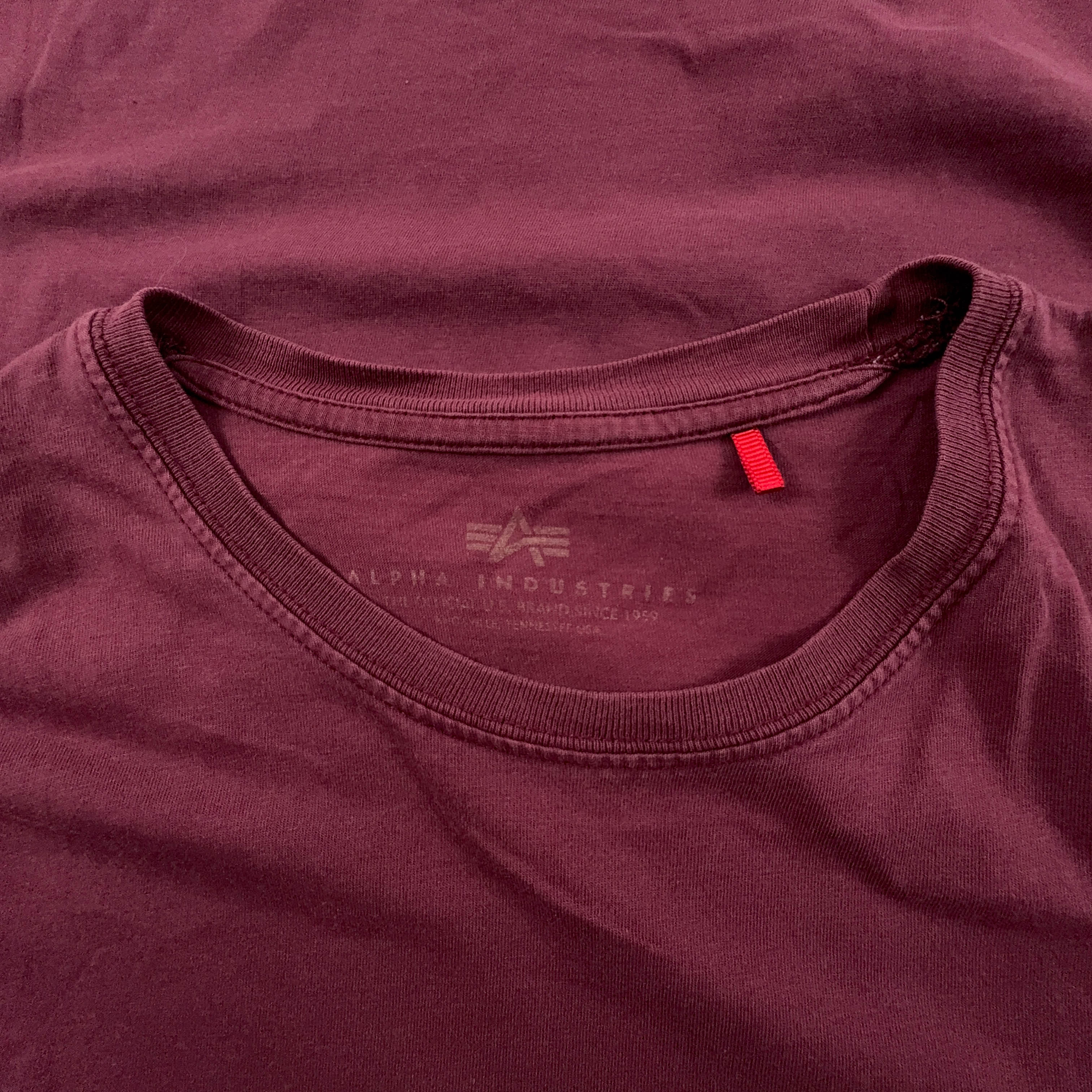 Alpha Industries Burgundy Crew Neck Cotton T-Shirt - Men's Size Medium