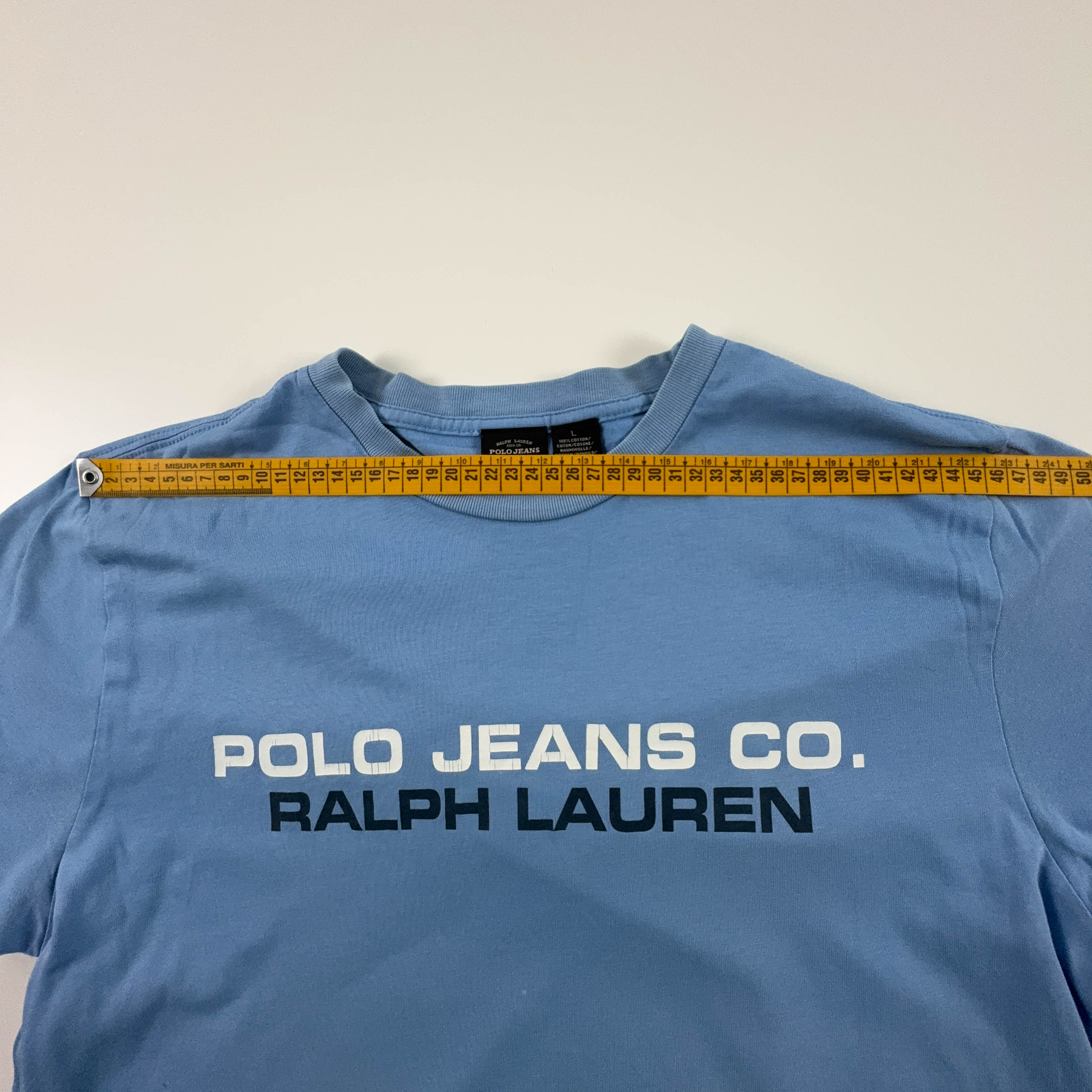 Ralph Lauren Light Blue Crew Neck Cotton T-Shirt - Men's Size Large