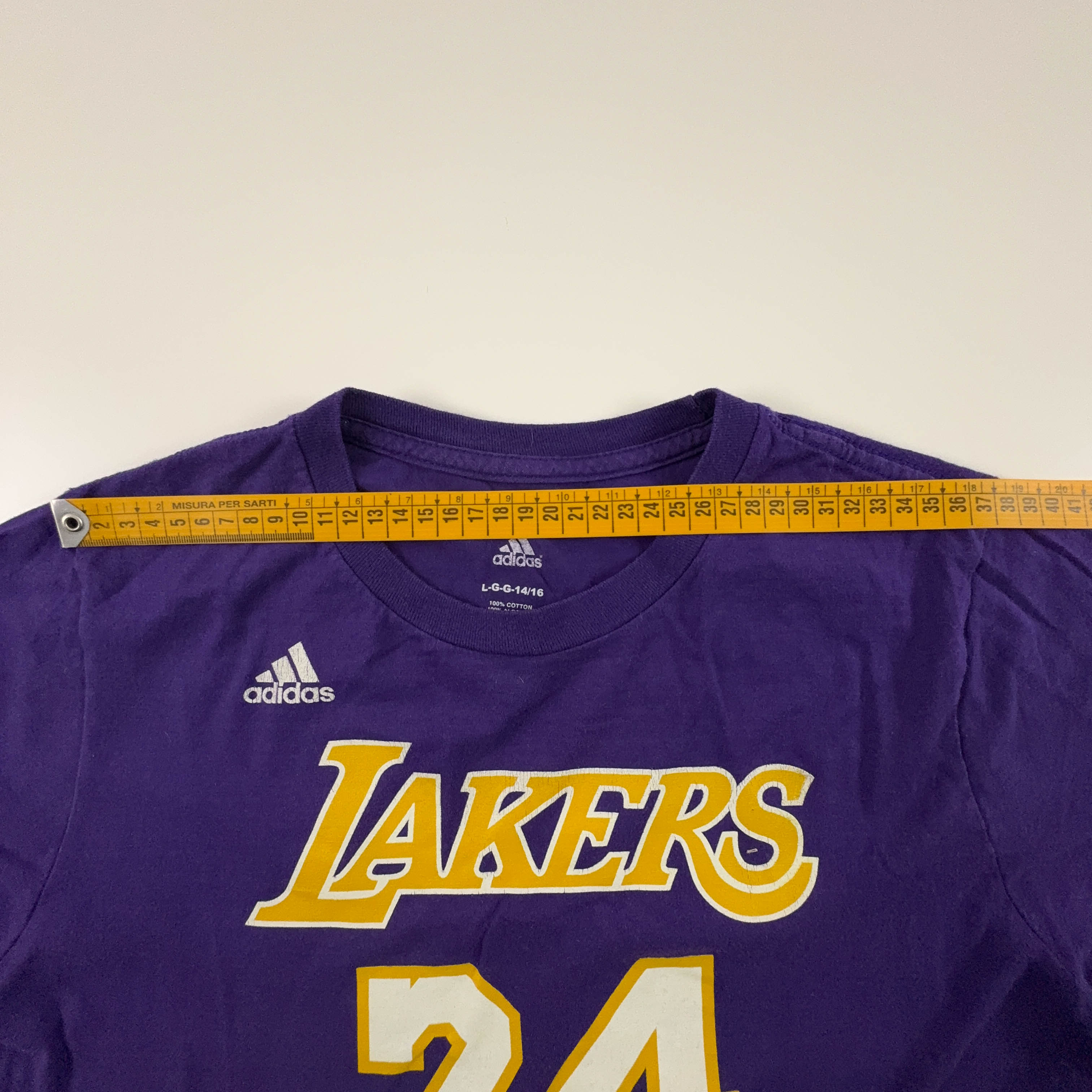 Adidas Lakers 24 Purple Crew Neck T-Shirt - Men's Size S