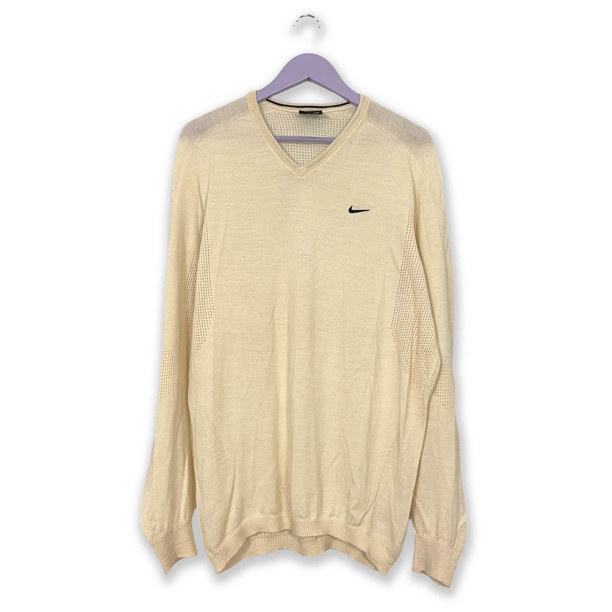 Nike Golf Vintage Lightweight V-Neck Sweater in Cream - Men's Size XL