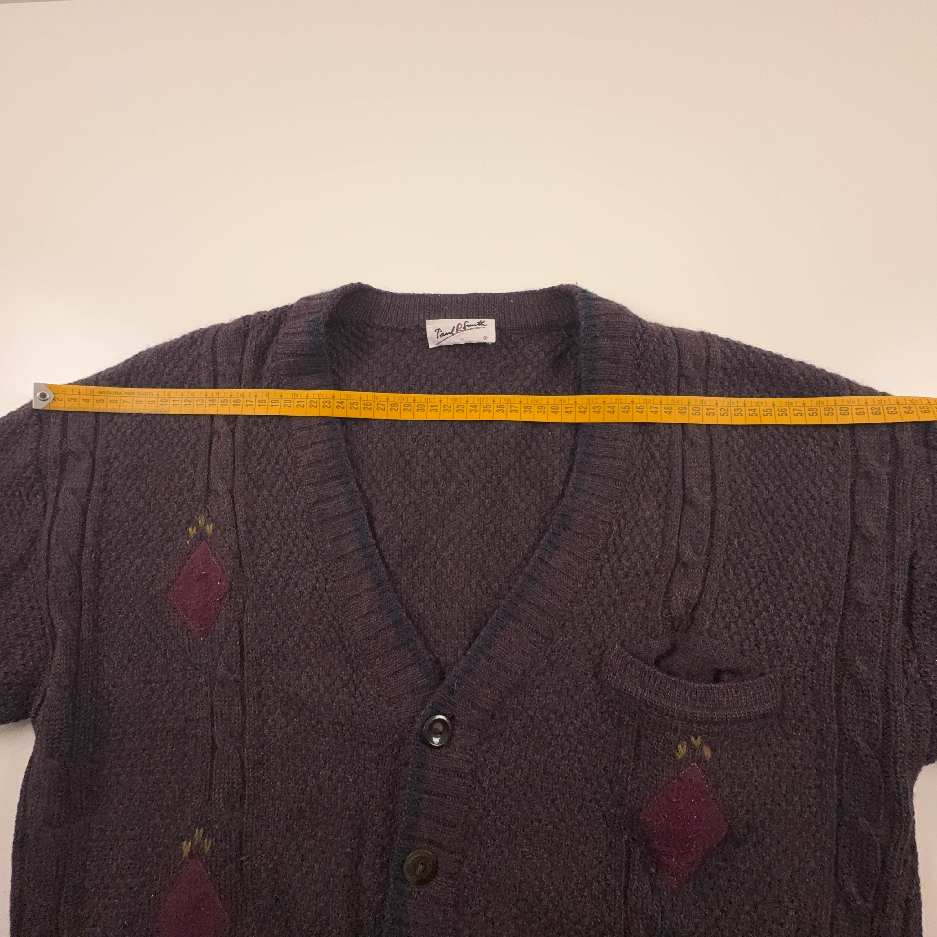 Cardigan Vintage Paul Smith bordeaux con bottoni anni 80 90 - Taglia 50 uomo