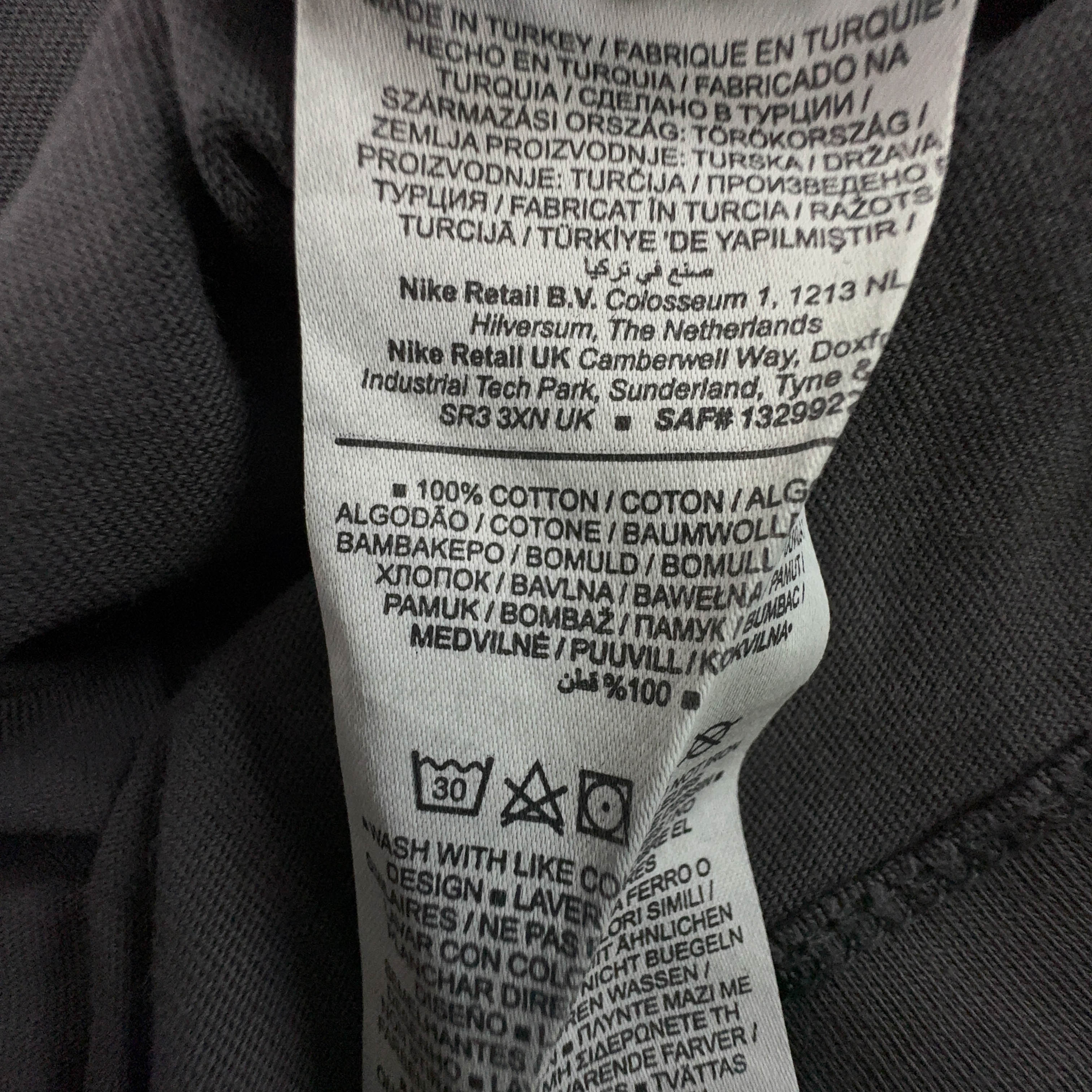 Nike Grey Crew Neck Cotton T-Shirt - Men's Size M/L