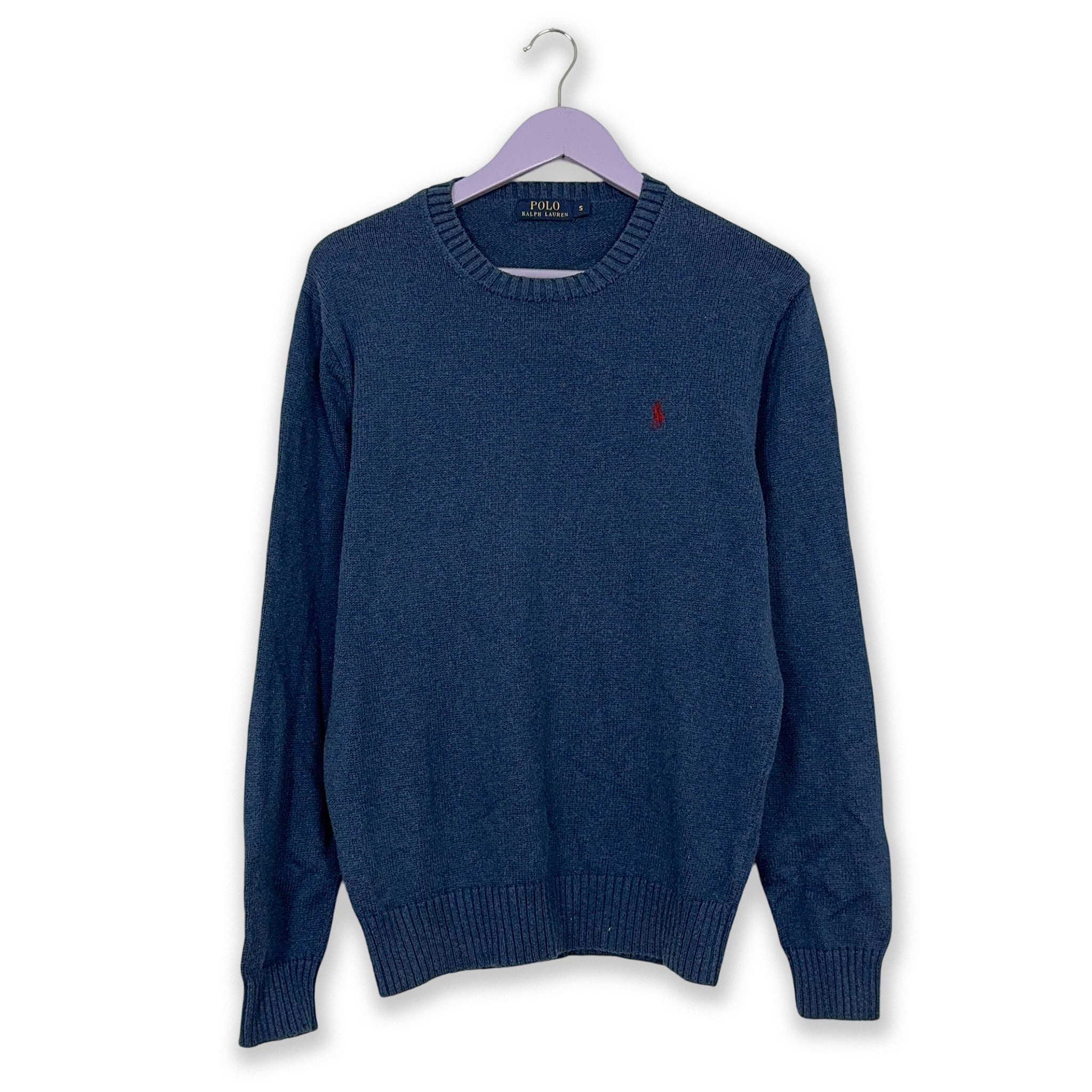 Ralph Lauren Blue Crewneck Sweater 100% Cotton - Size S Men
