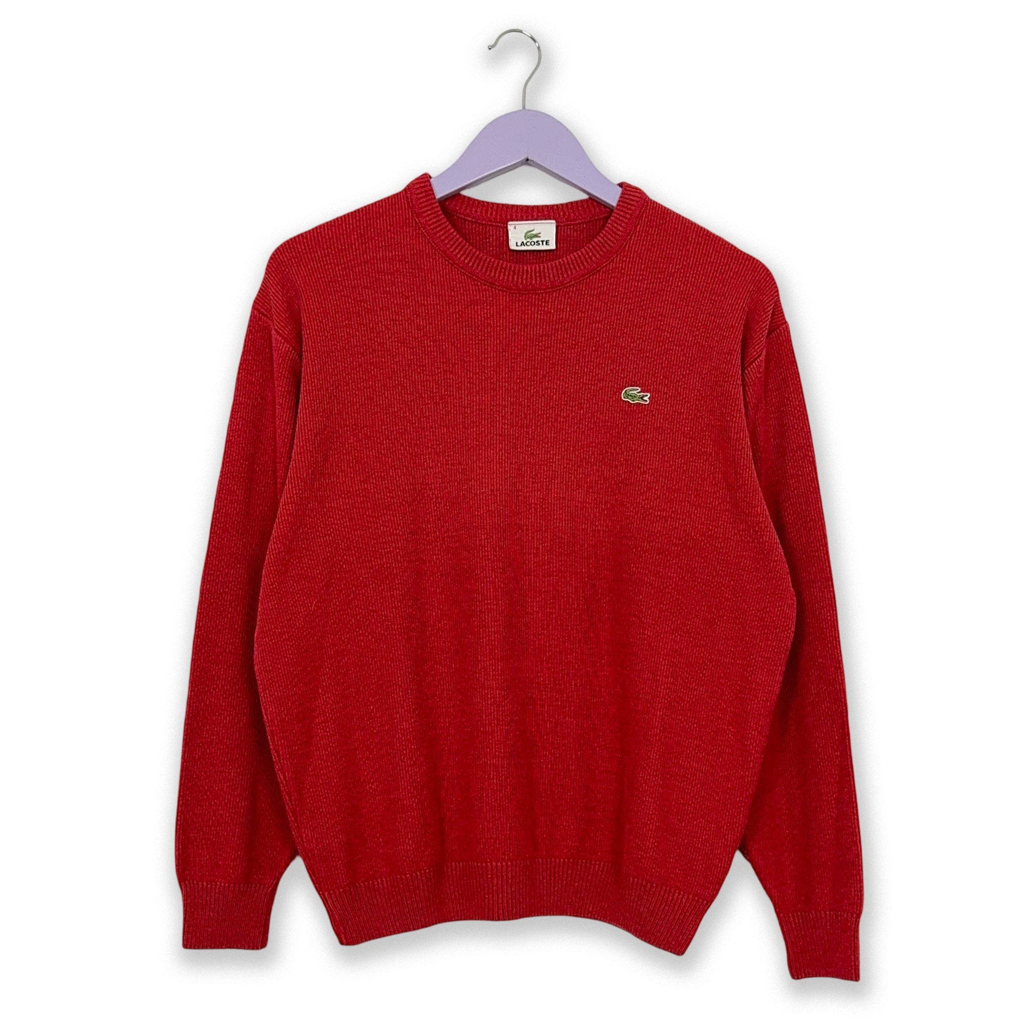 Lacoste Red Crew Neck Sweater 50% Cotton - Size 4 Men