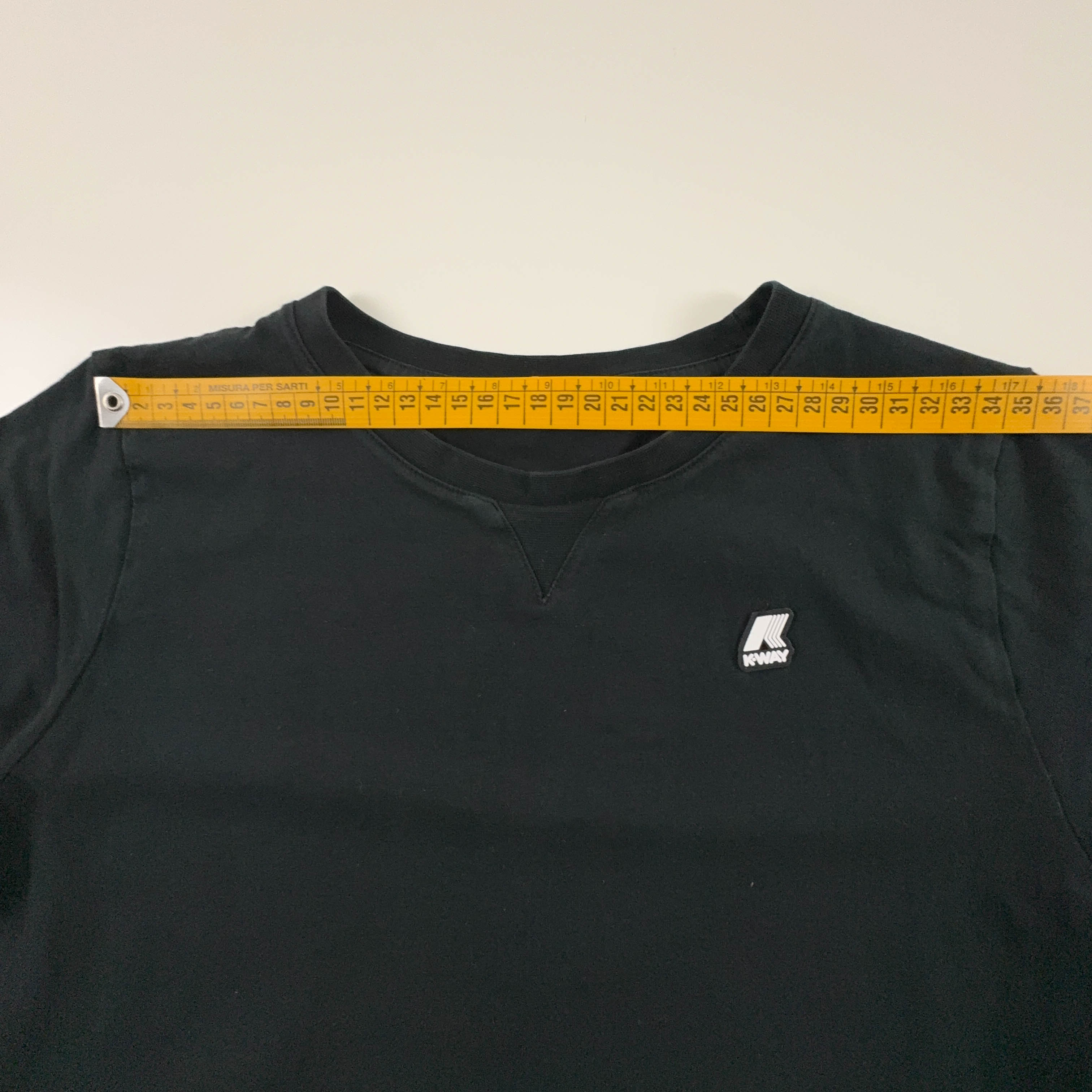 K-Way Black Crew Neck Cotton T-Shirt - Size S/M Men's