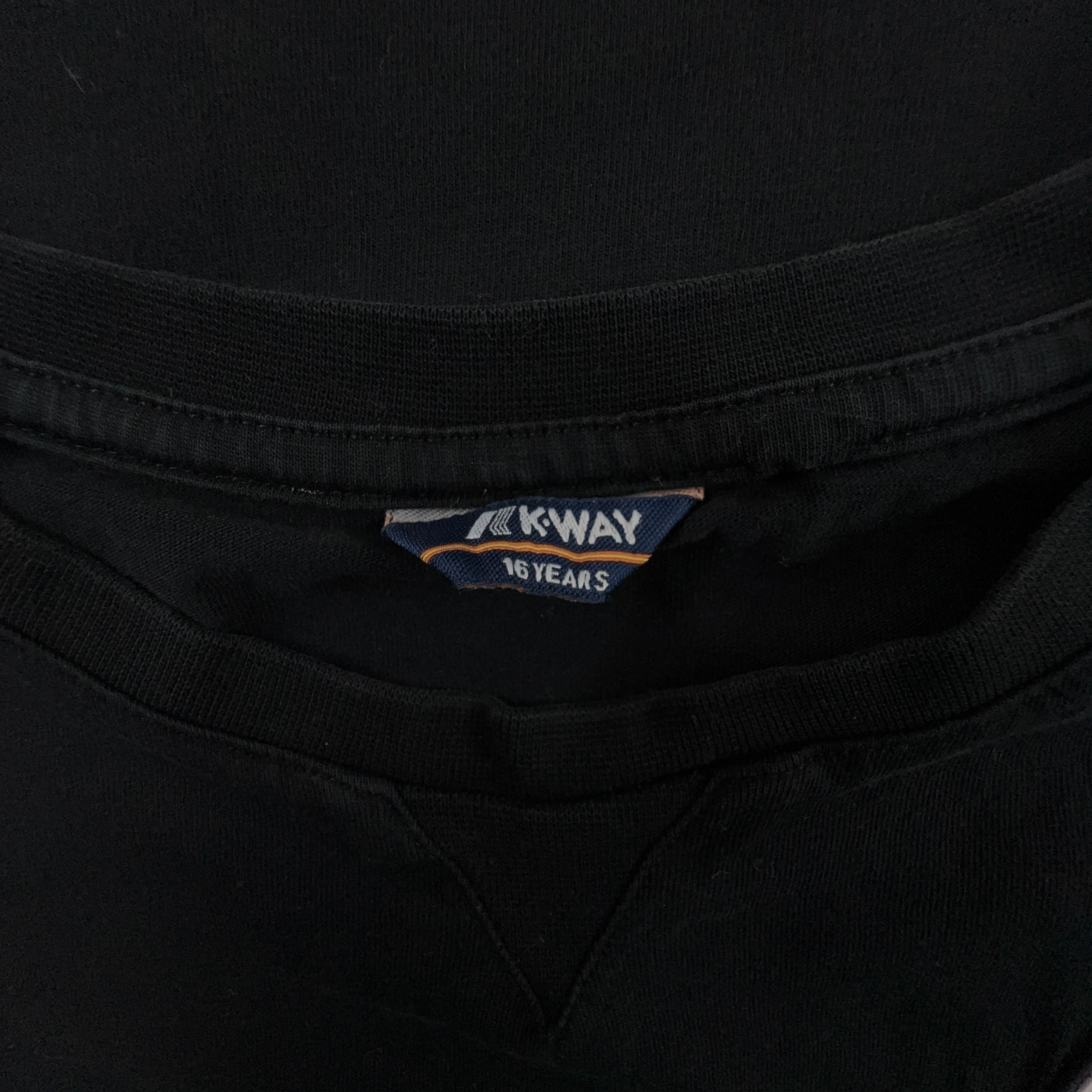 K-Way Black Crew Neck Cotton T-Shirt - Size S/M Men's