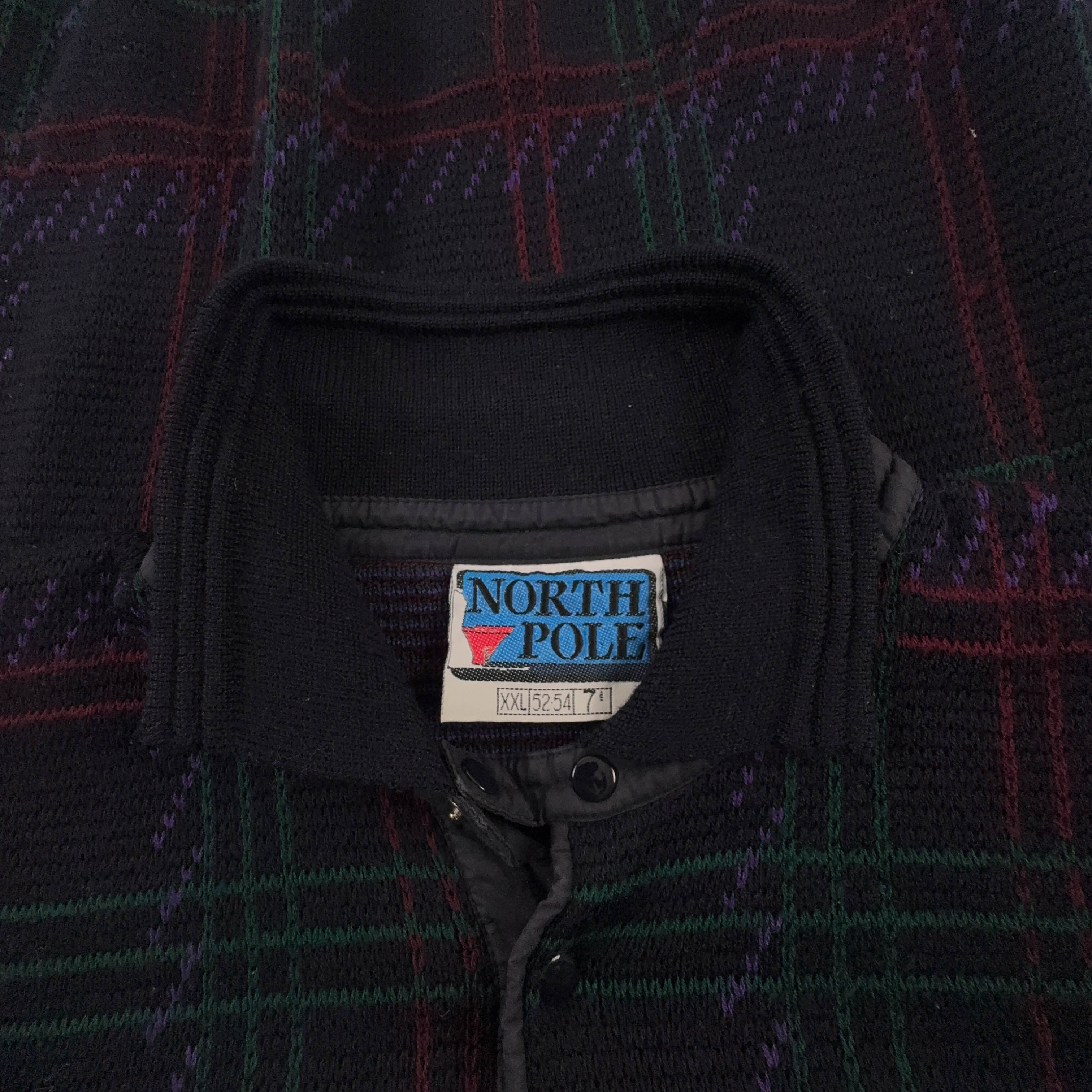 Maglione Vintage blu scuro geometrico con bottoni anni 80 90 - Taglia 52 54 uomo