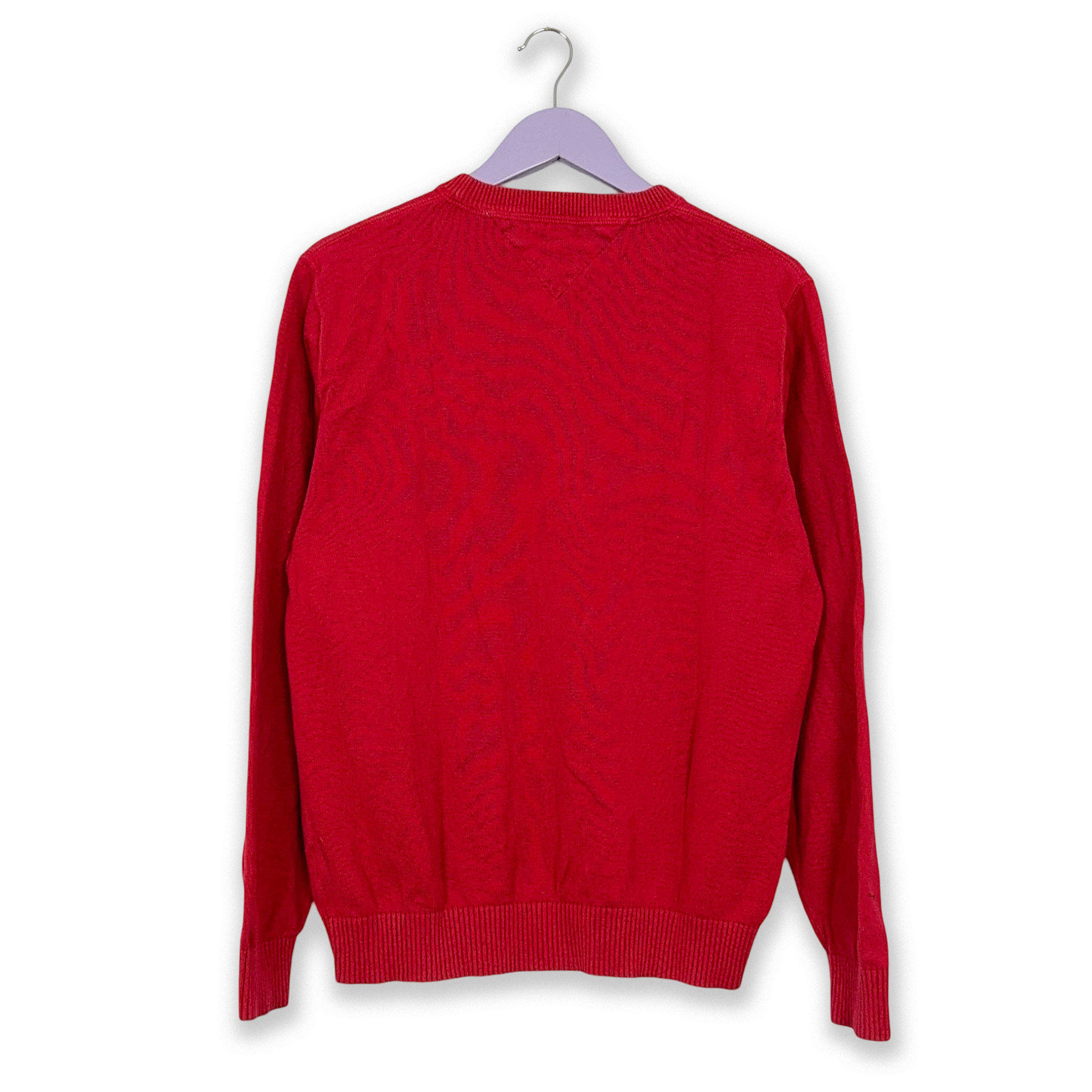 Tommy Hilfiger Red Crewneck Sweater 100% Cotton - Size M/L Men