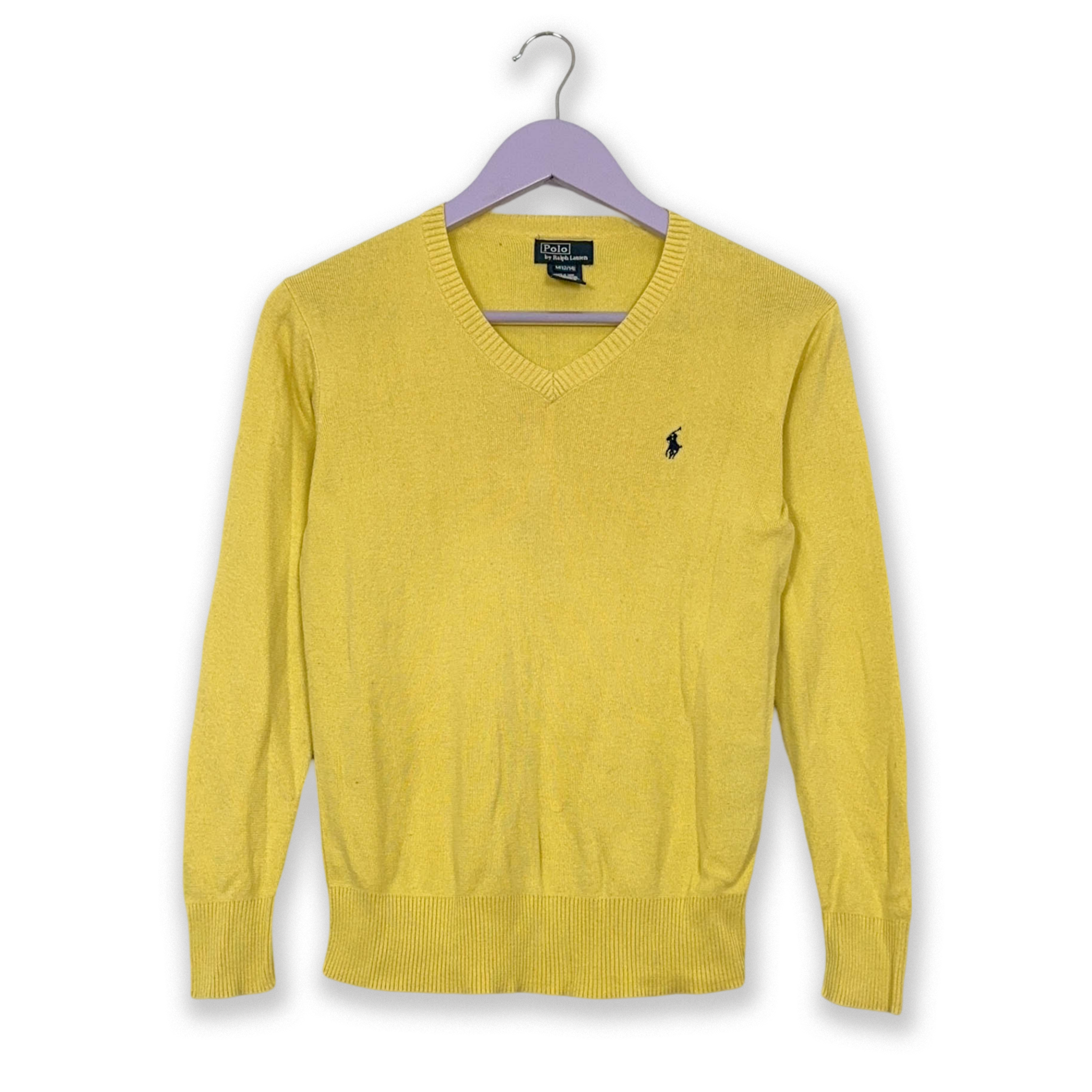 Ralph Lauren Yellow V-Neck Sweater 100% Cotton - Size XS Men