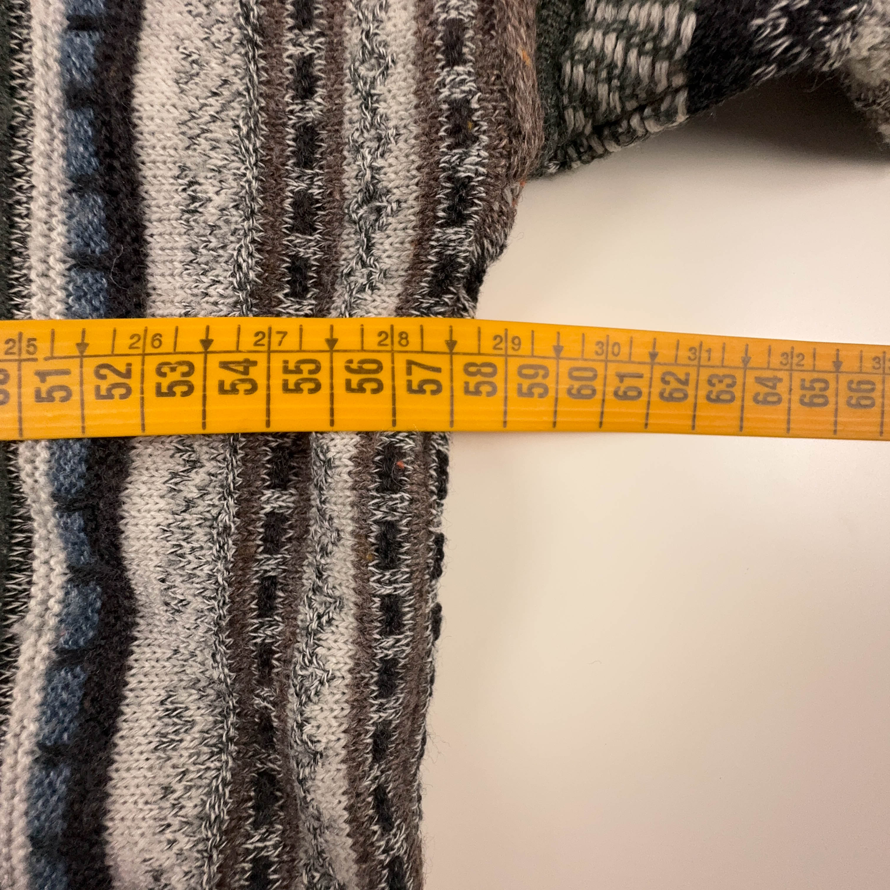 Maglione Vintage grigio a righe con bottoni 50% lana anni 80 90 - Taglia 54 uomo