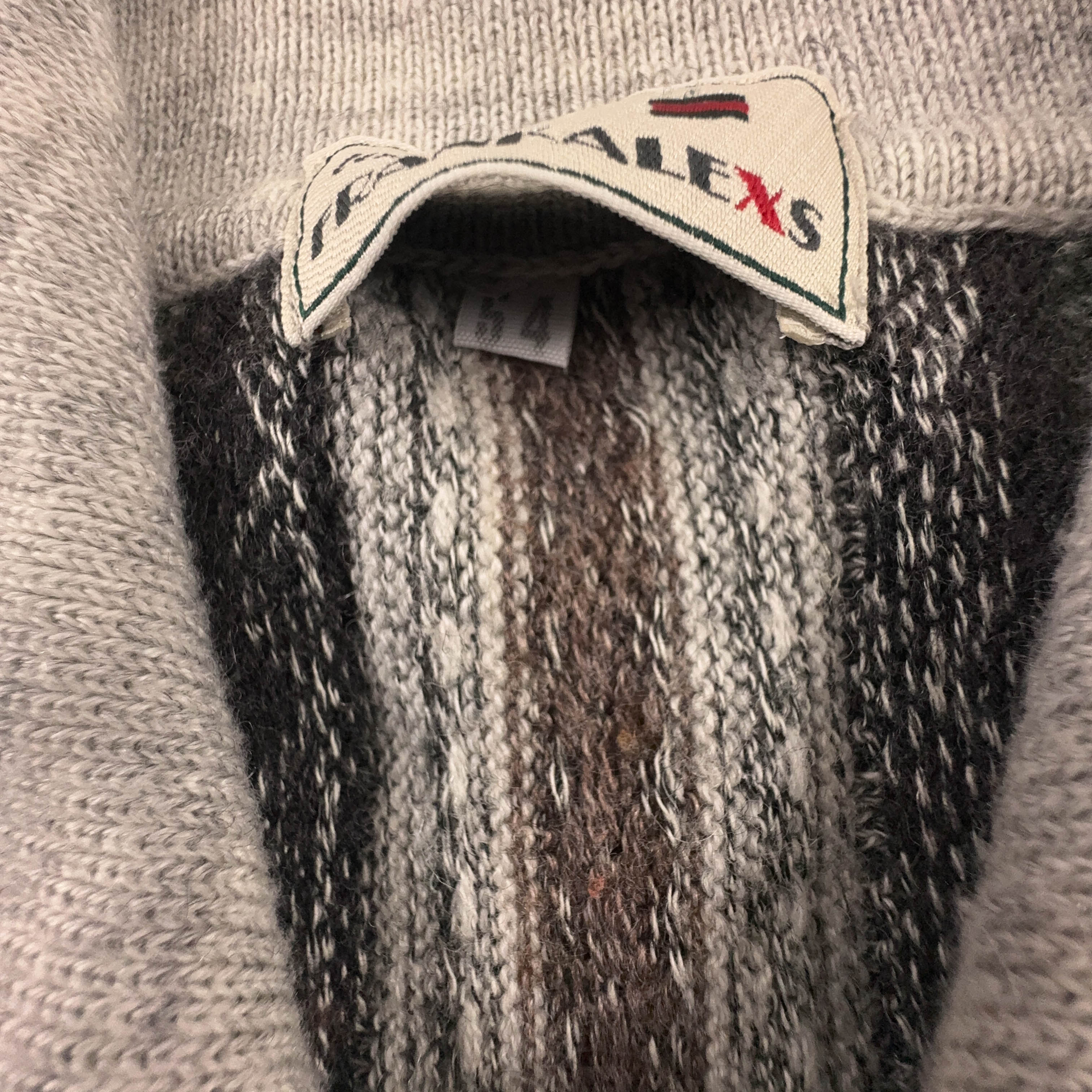 Maglione Vintage grigio a righe con bottoni 50% lana anni 80 90 - Taglia 54 uomo