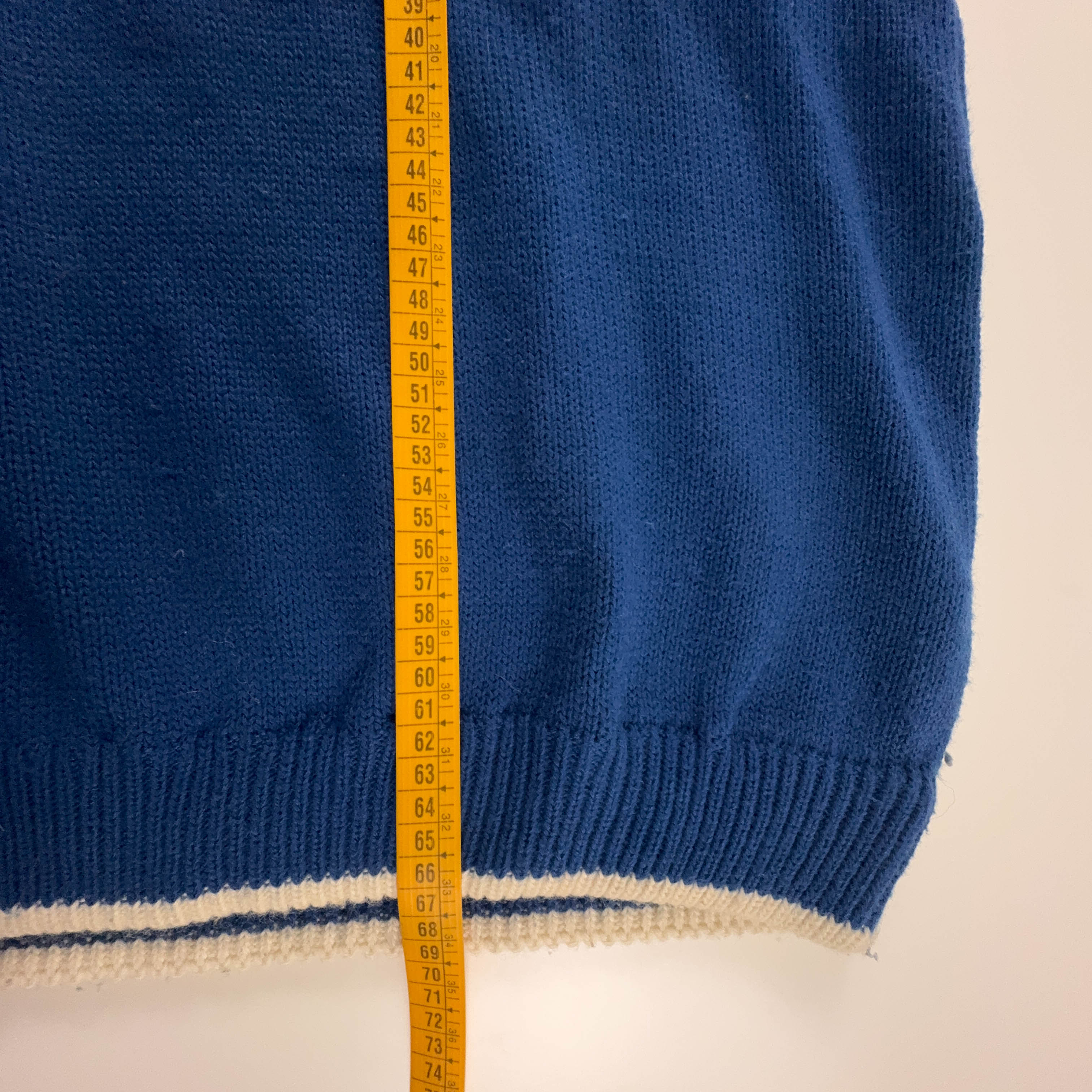 Maglione Vintage Campagnolo blu quarter zip 50% lana anni 80 90 - Taglia XL uomo