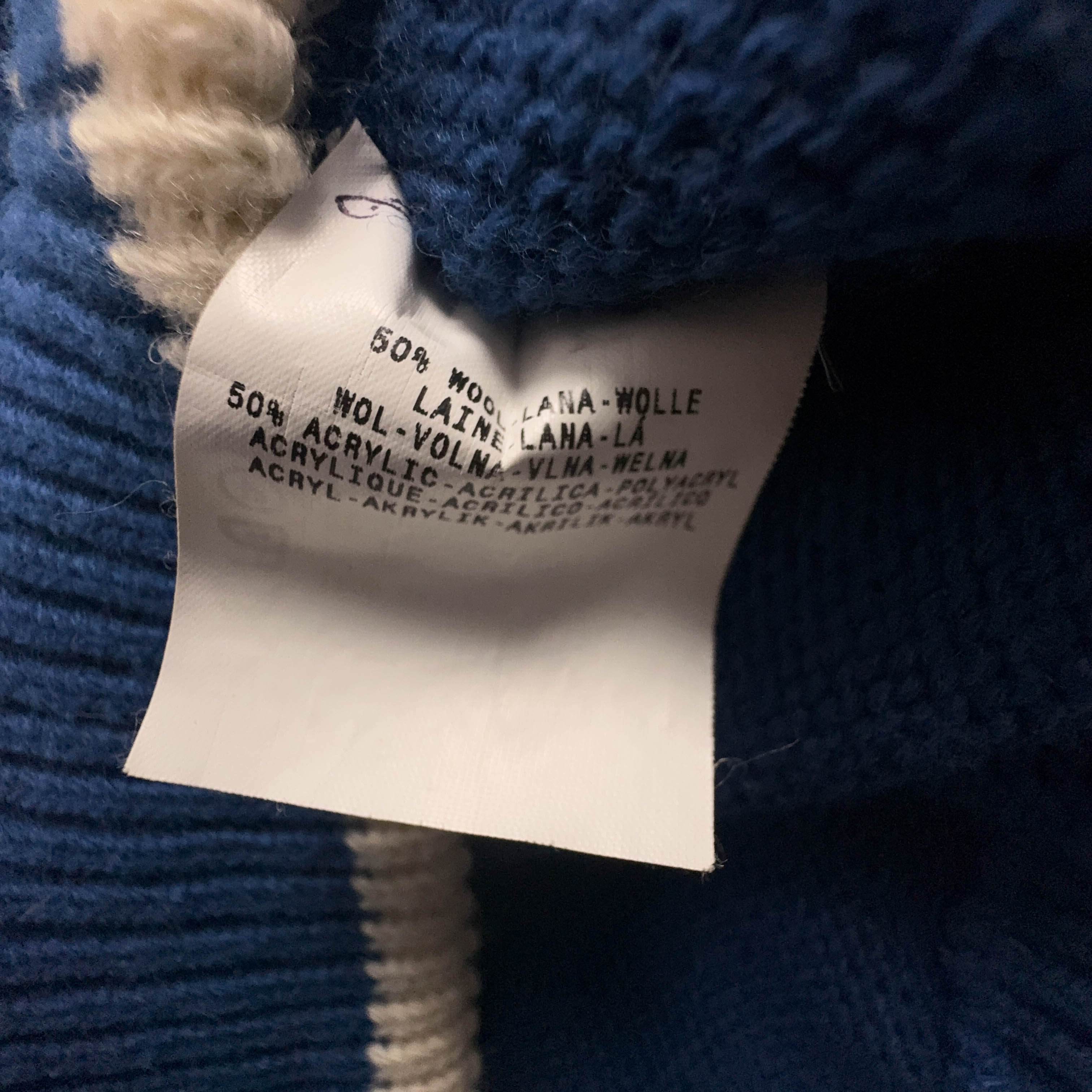 Maglione Vintage Campagnolo blu quarter zip 50% lana anni 80 90 - Taglia XL uomo