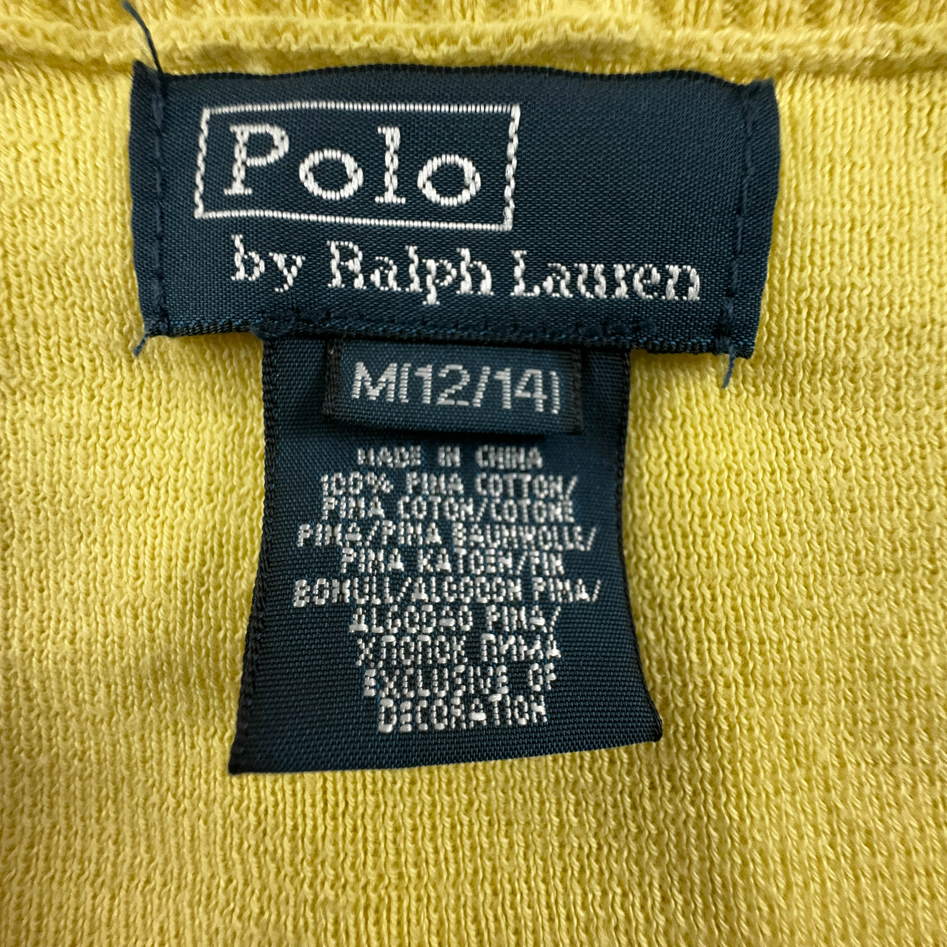 Ralph Lauren Yellow V-Neck Sweater 100% Cotton - Size XS Men