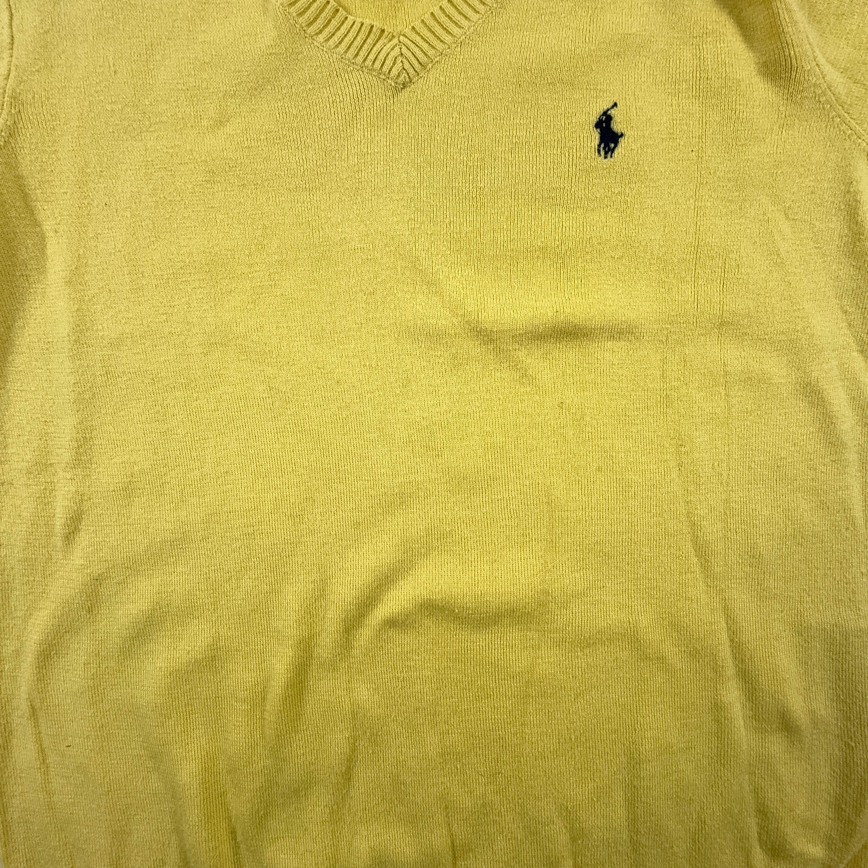 Ralph Lauren Yellow V-Neck Sweater 100% Cotton - Size XS Men