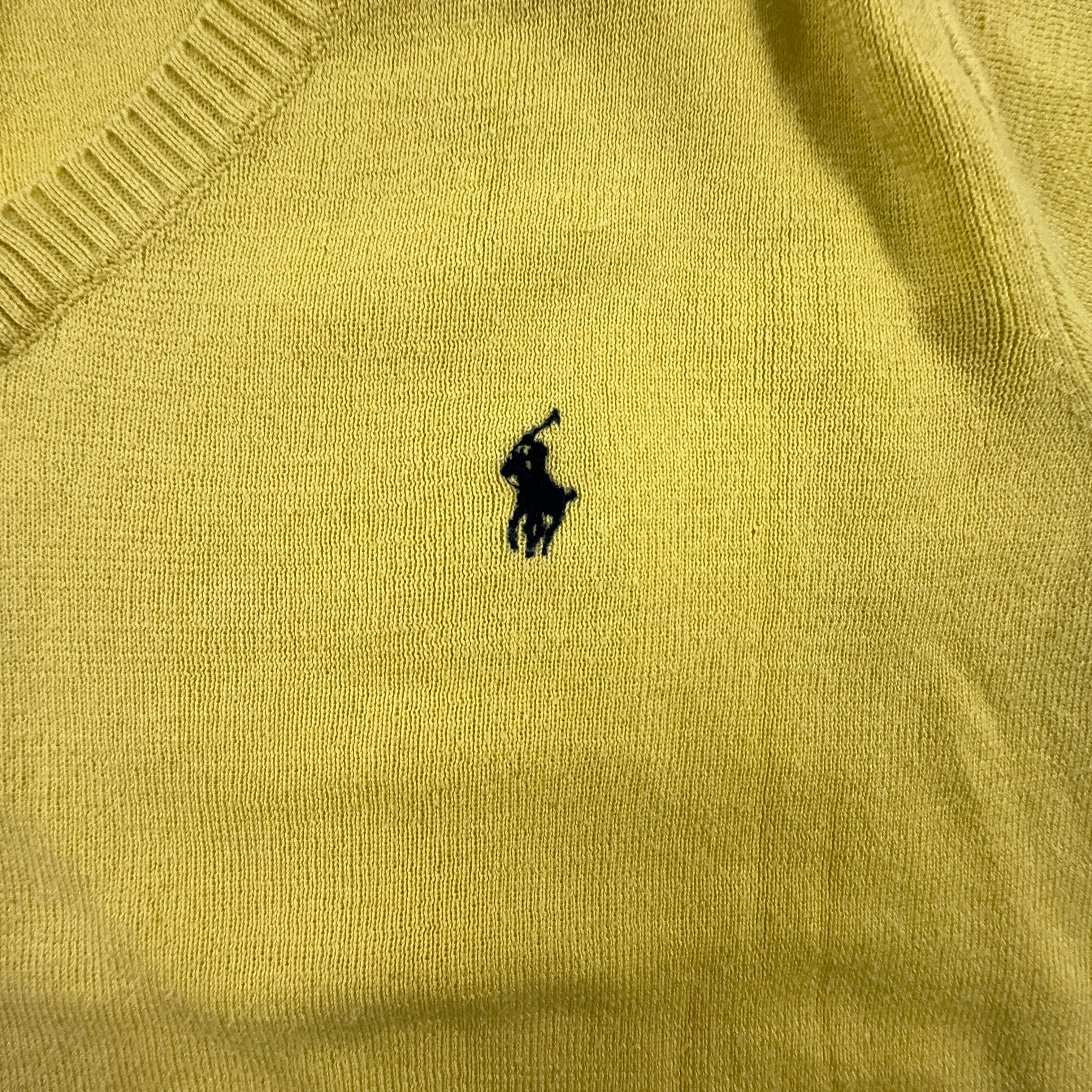 Ralph Lauren Yellow V-Neck Sweater 100% Cotton - Size XS Men