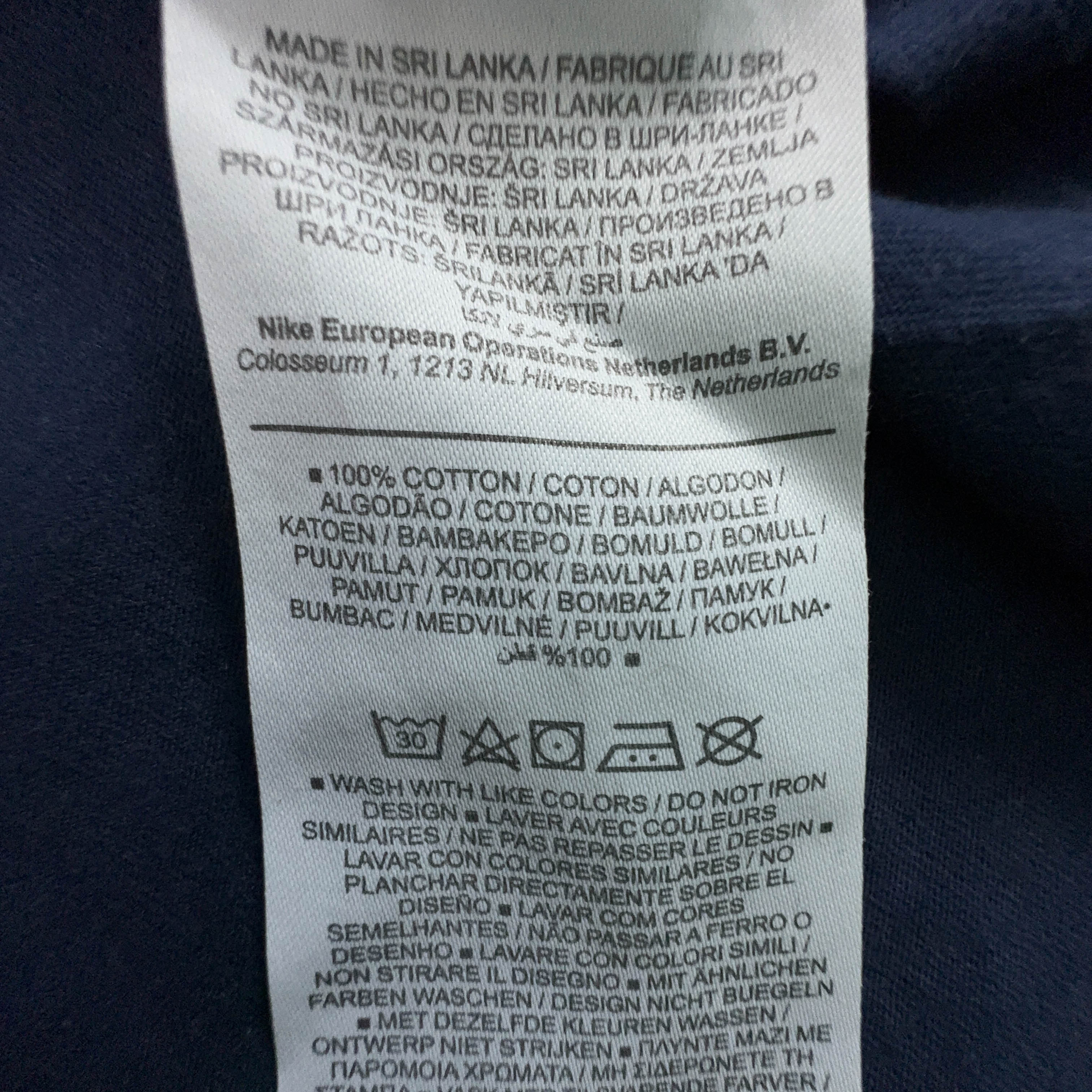 Nike Dark Blue Crew Neck Cotton T-Shirt - Men's Size XL