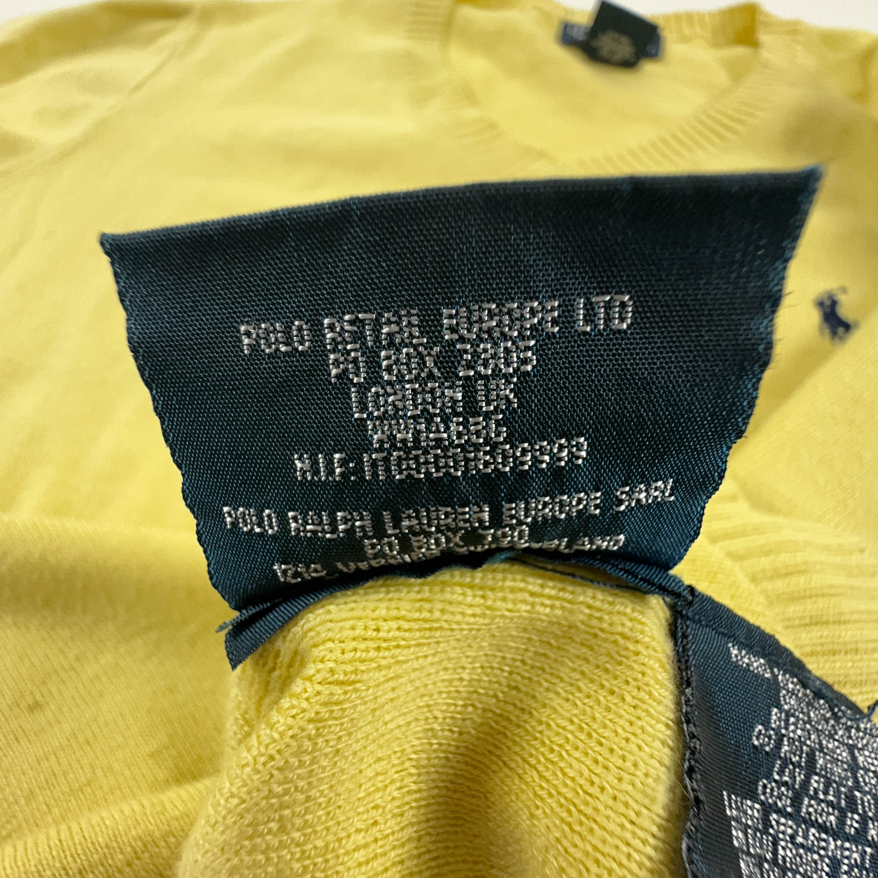 Ralph Lauren Yellow V-Neck Sweater 100% Cotton - Size XS Men