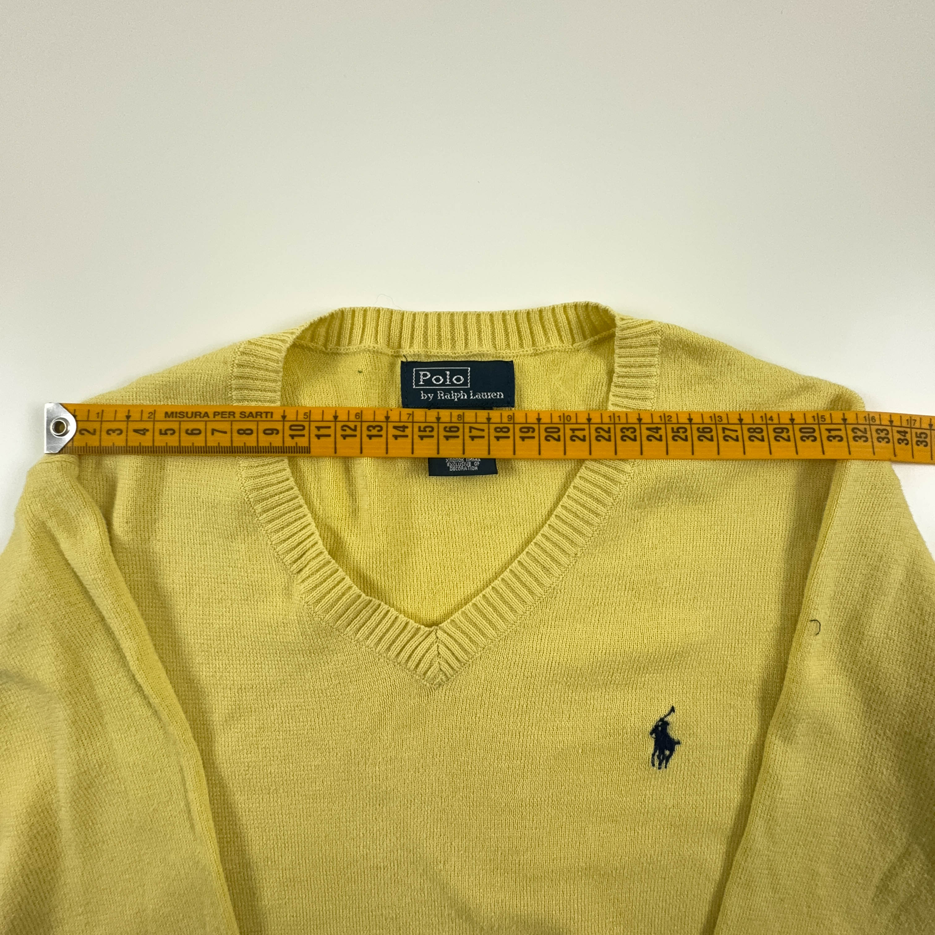 Ralph Lauren Yellow V-Neck Sweater 100% Cotton - Size XS Men