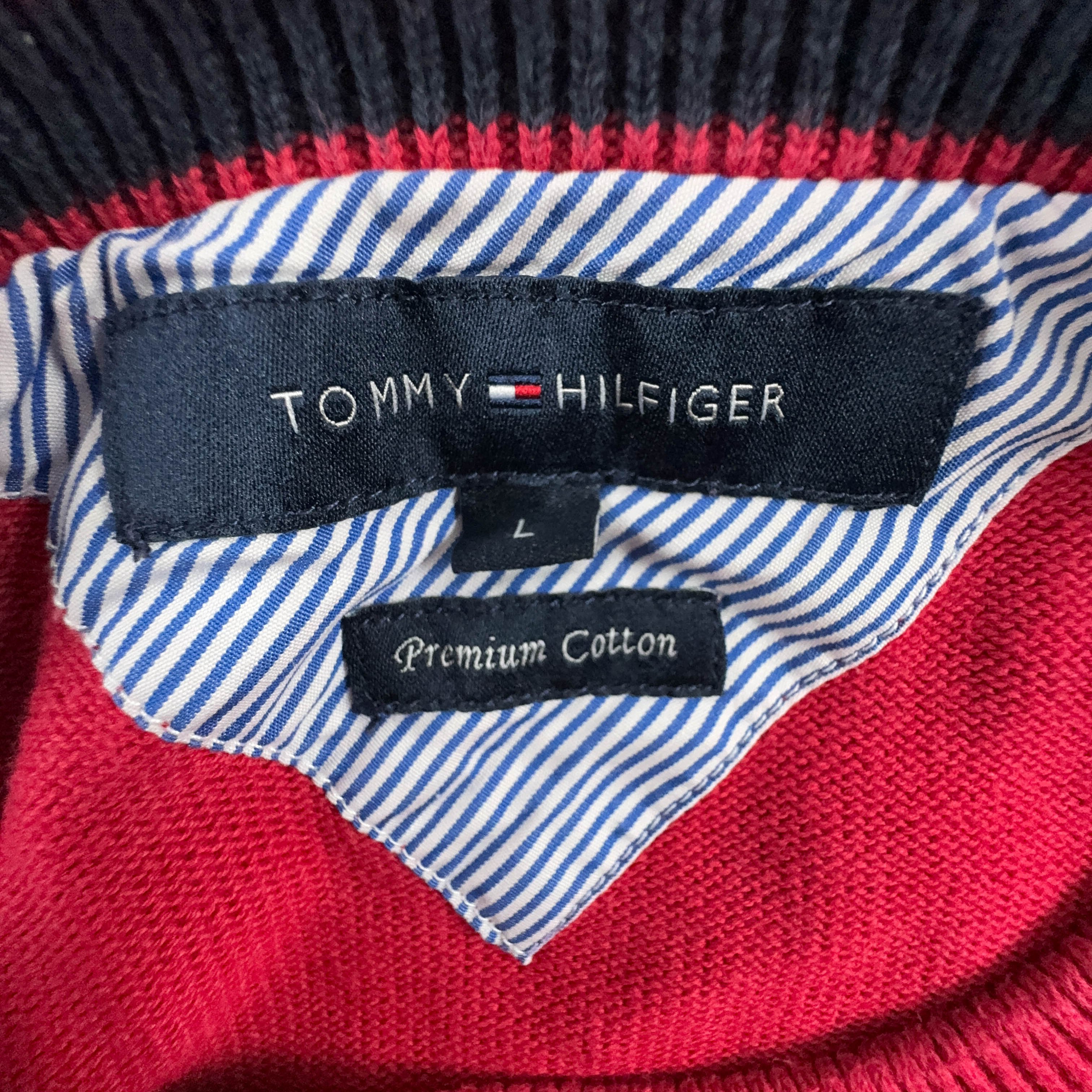 Tommy Hilfiger Red Crewneck Sweater 100% Cotton - Size M/L Men