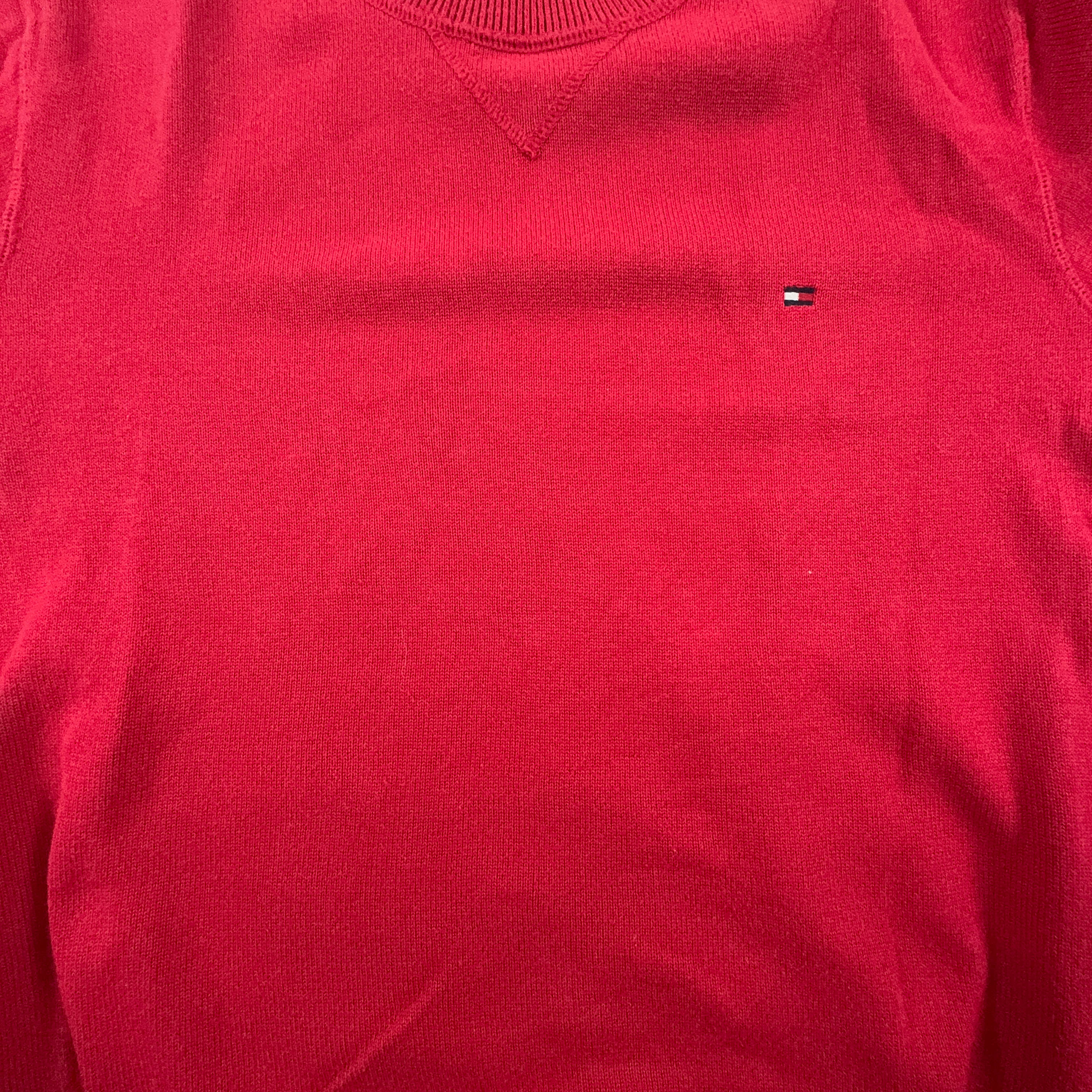 Tommy Hilfiger Red Crewneck Sweater 100% Cotton - Size M/L Men