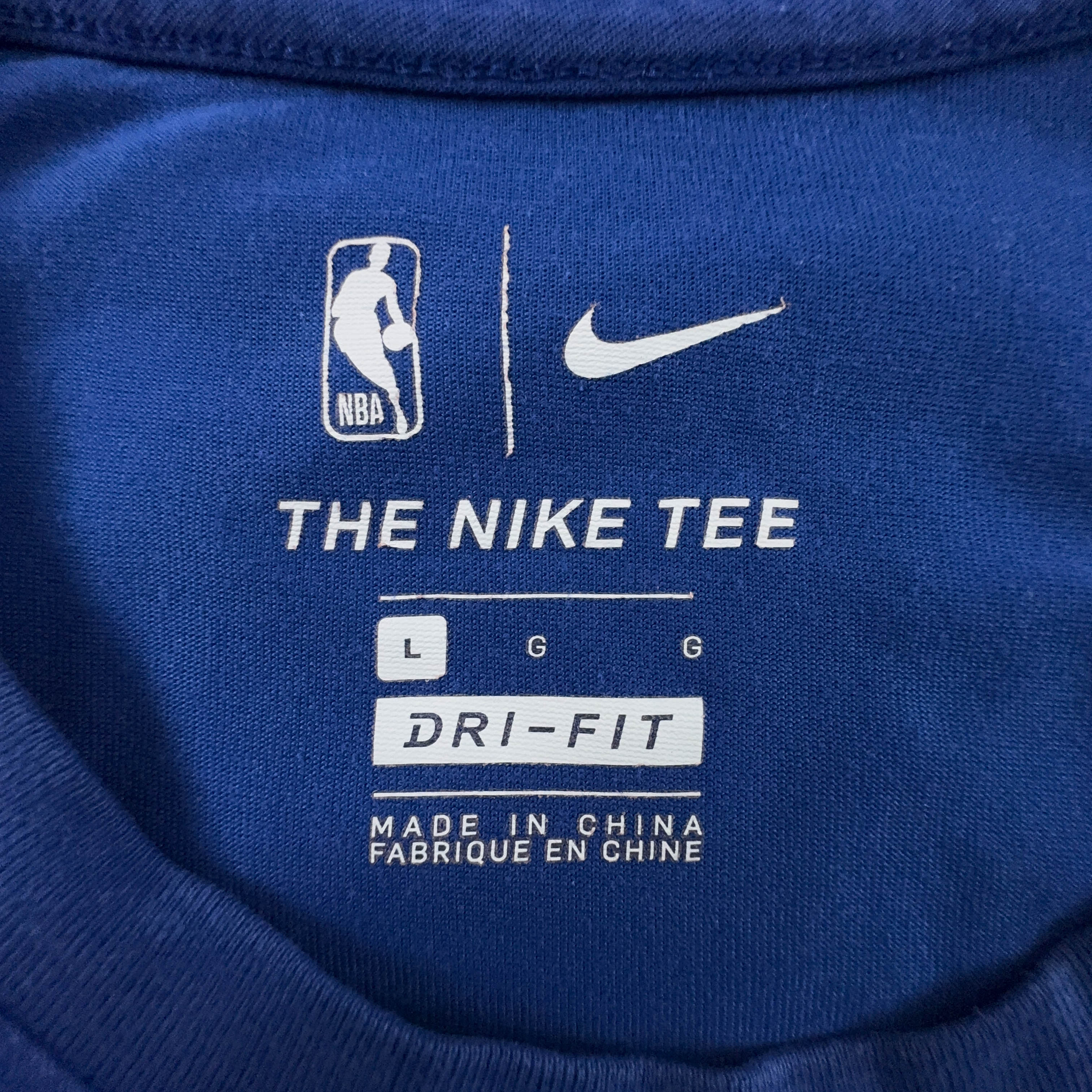 Nike Warriors Blue Crew Neck Cotton T-Shirt - Men's Size Large