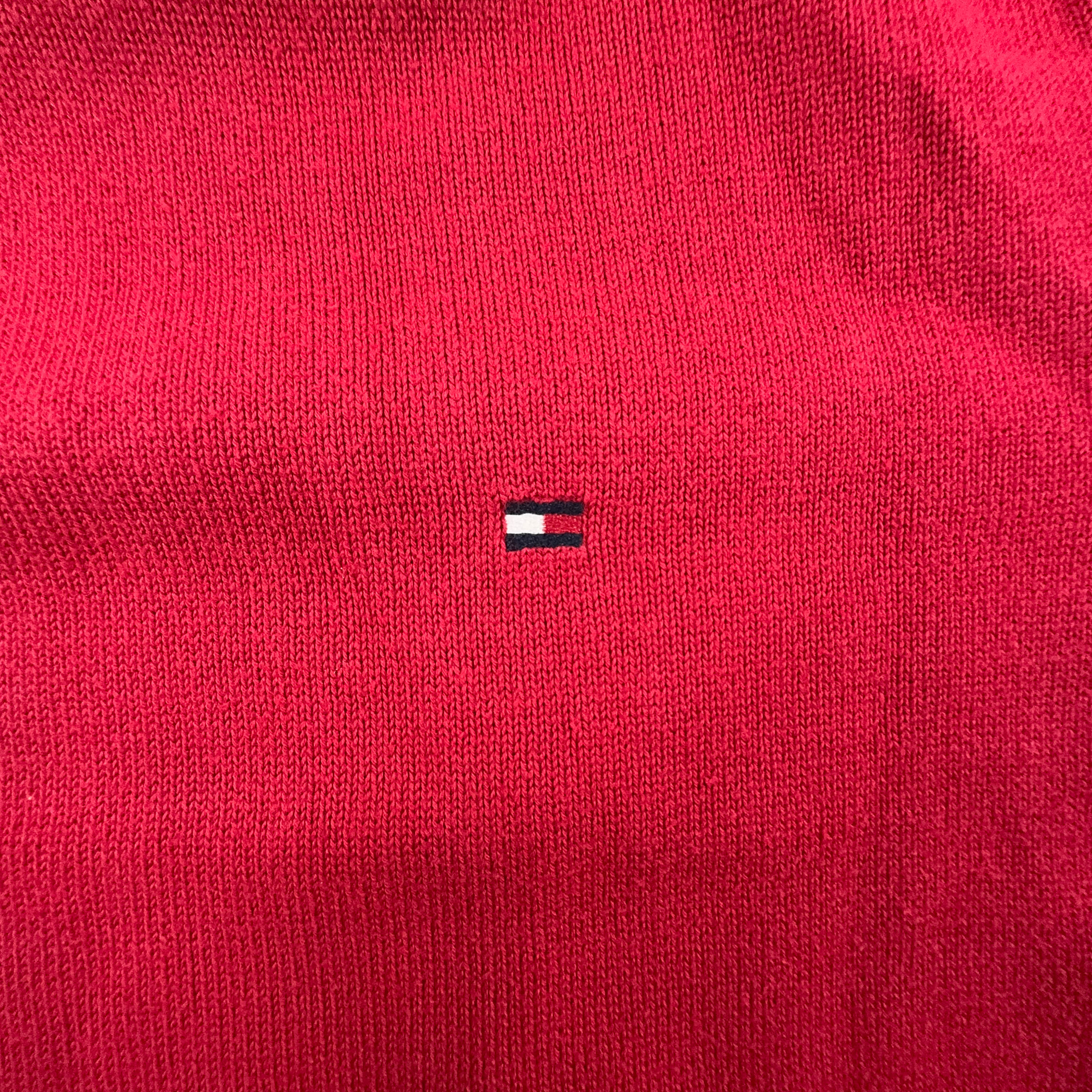 Tommy Hilfiger Red Crewneck Sweater 100% Cotton - Size M/L Men