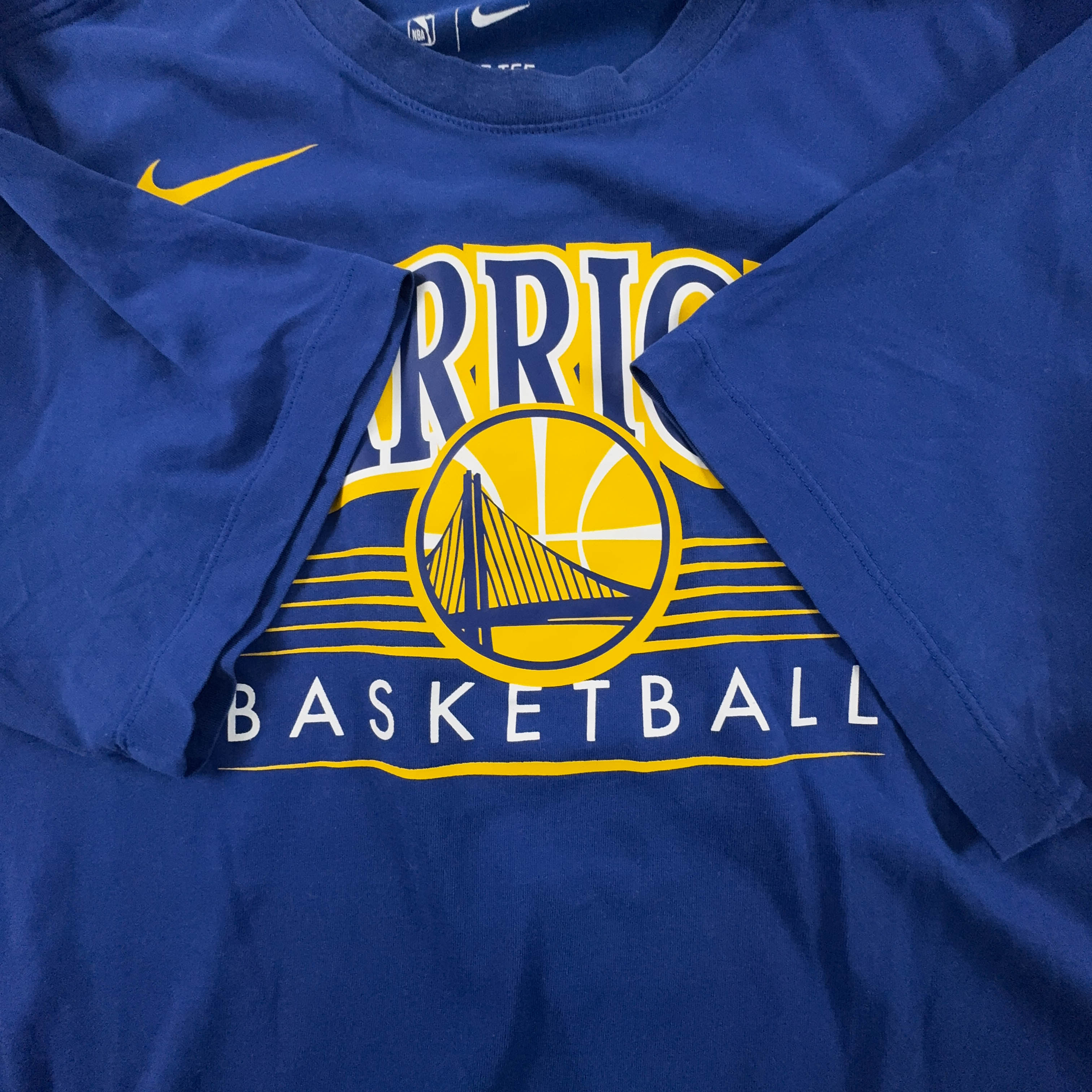 Nike Warriors Blue Crew Neck Cotton T-Shirt - Men's Size Large