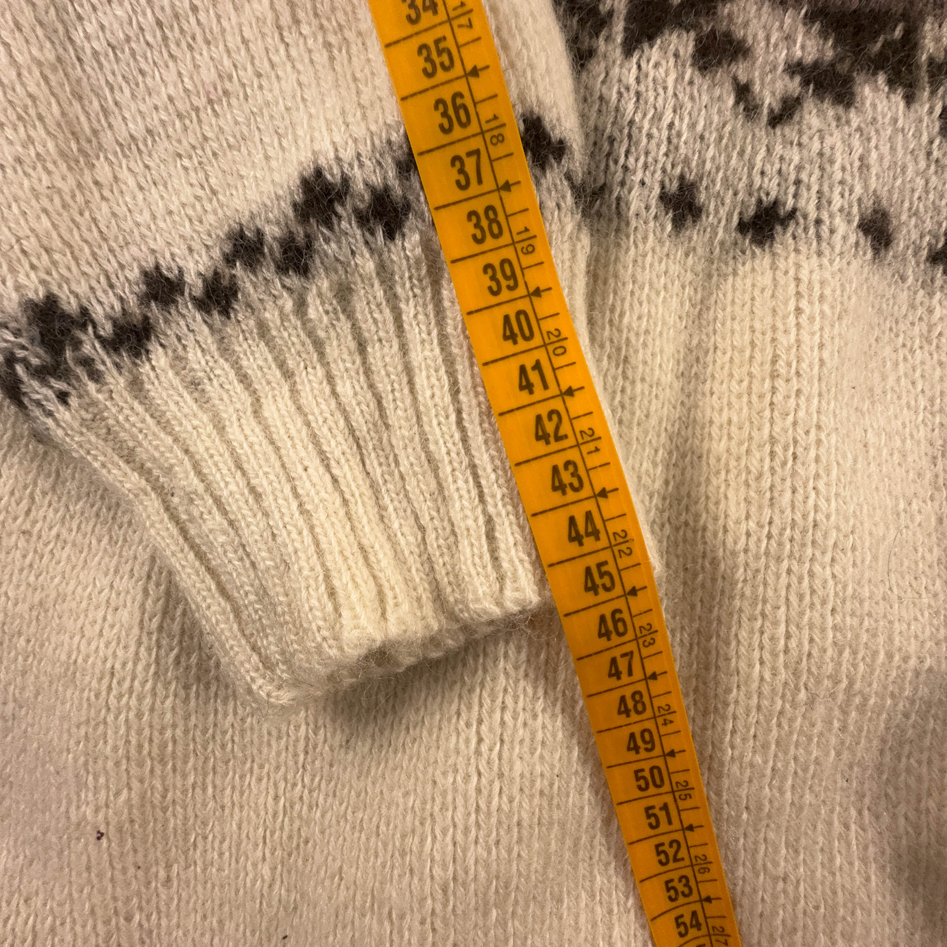 Maglione Vintage crema e marrone 70% lana anni 80 90 - Taglia M 48/50 uomo