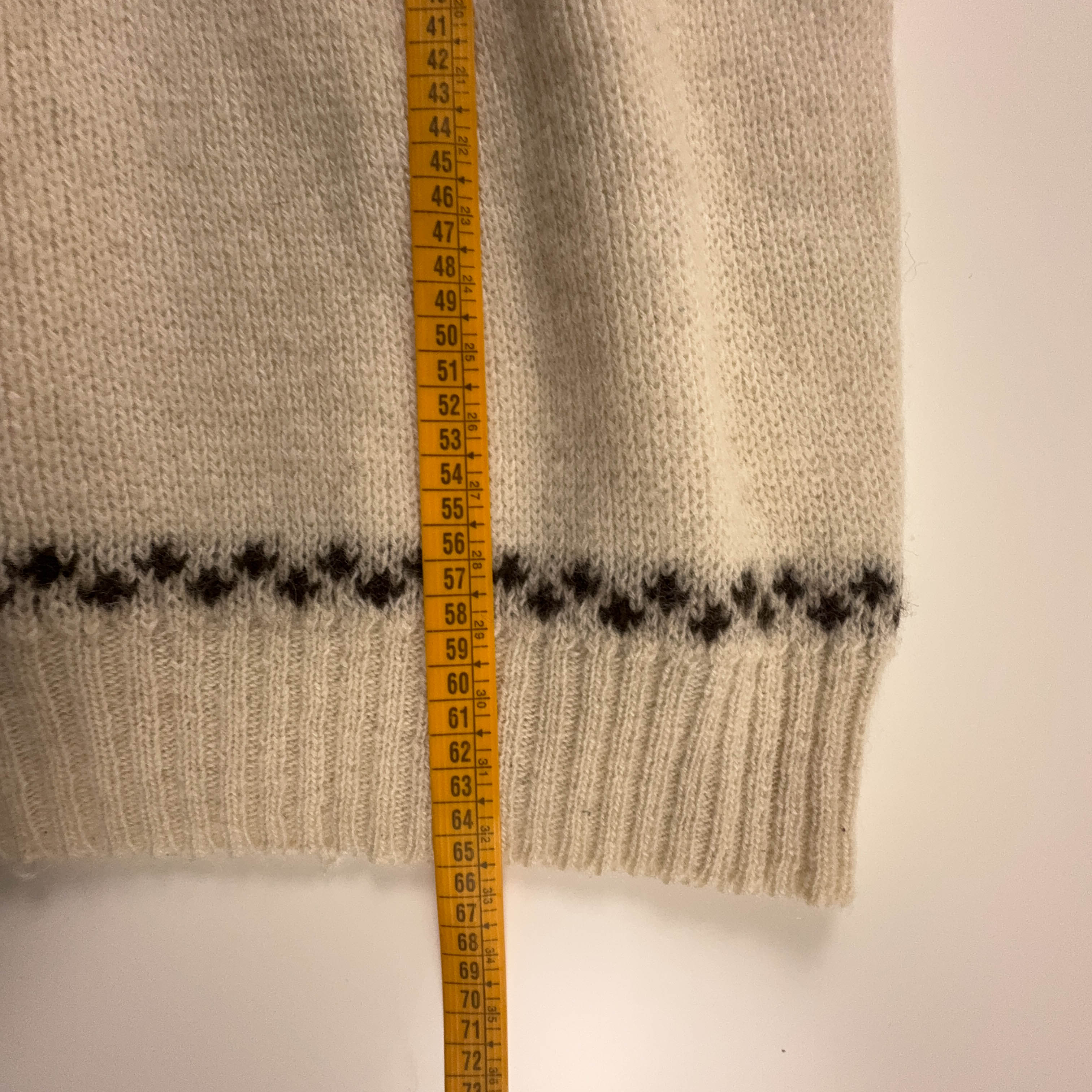 Maglione Vintage crema e marrone 70% lana anni 80 90 - Taglia M 48/50 uomo