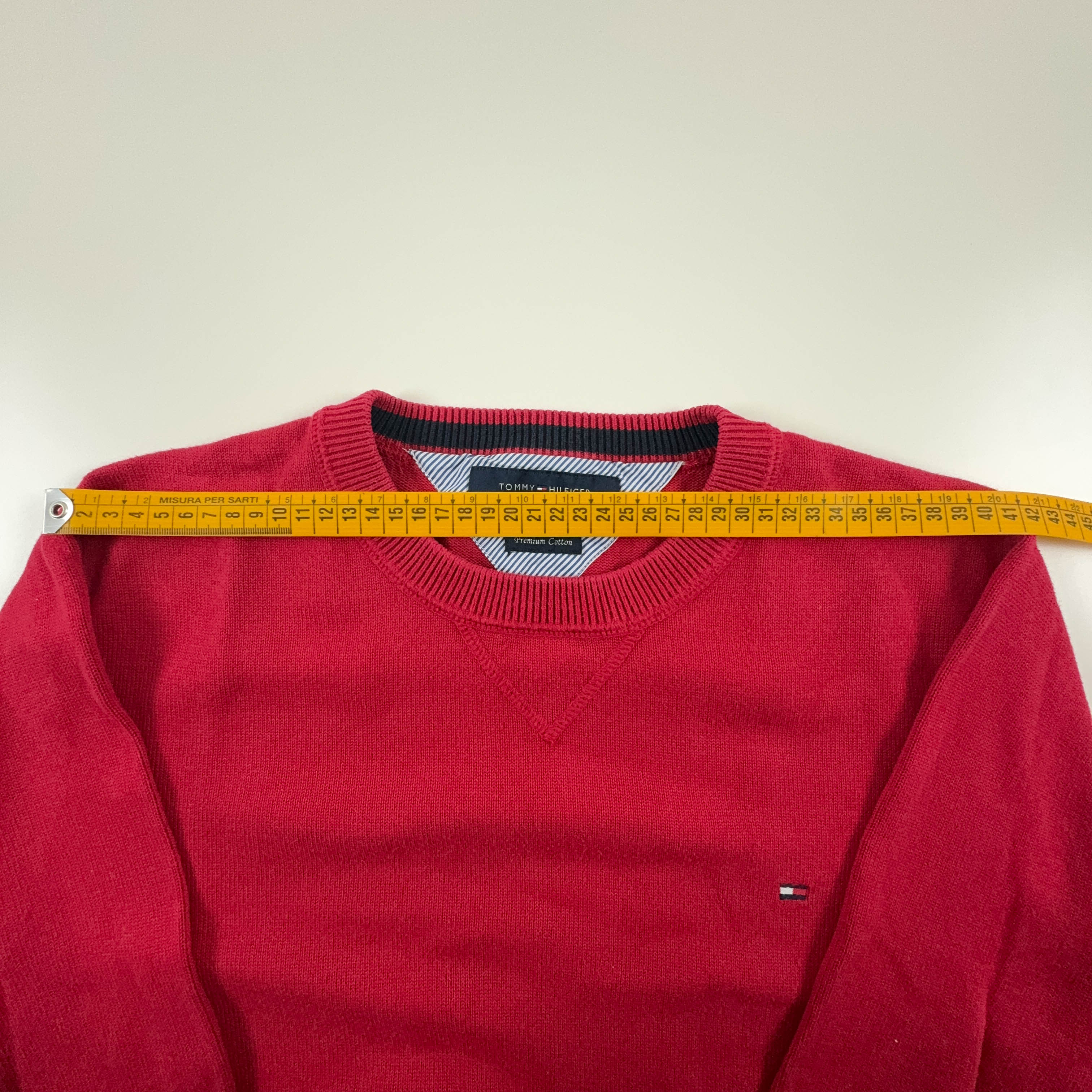 Tommy Hilfiger Red Crewneck Sweater 100% Cotton - Size M/L Men