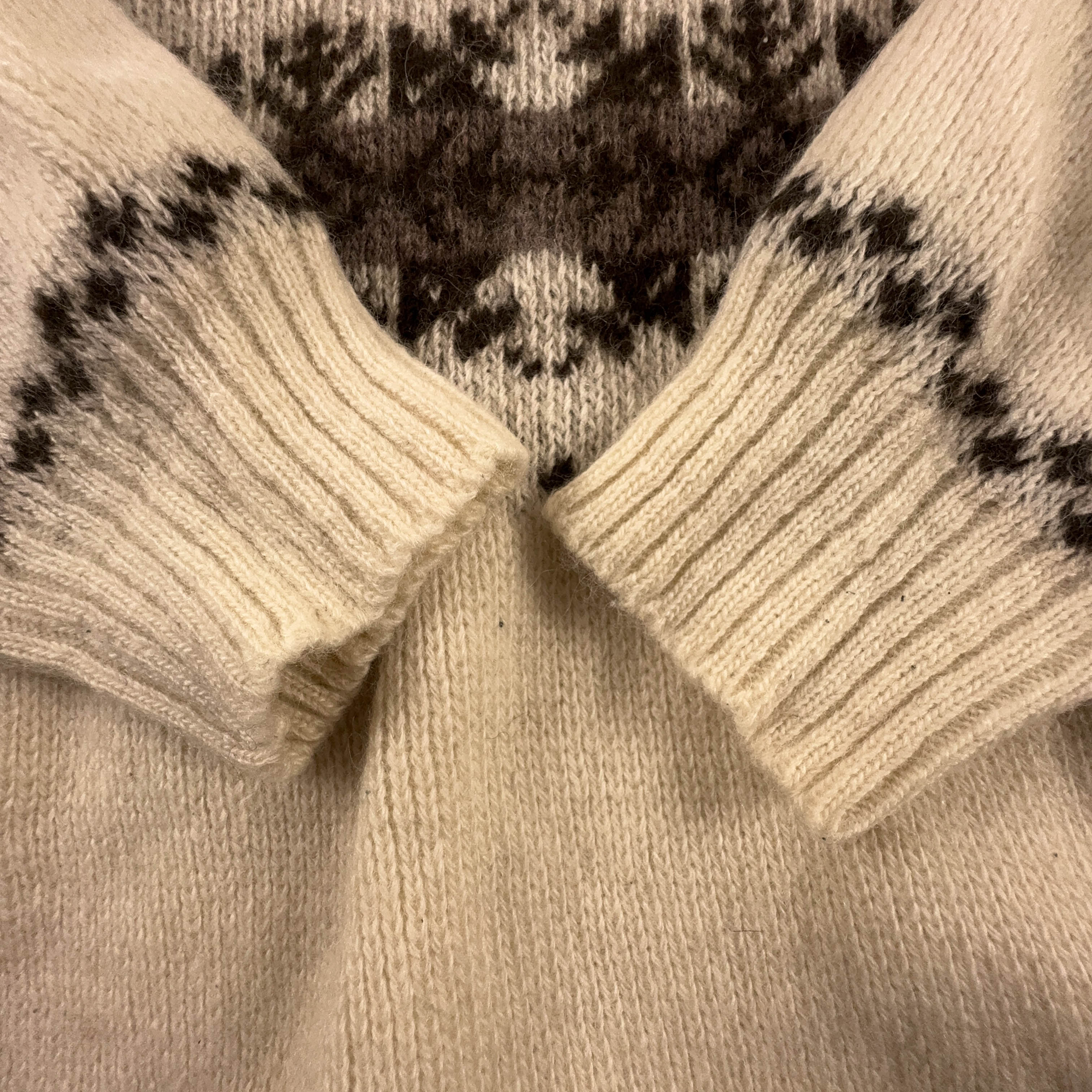 Maglione Vintage crema e marrone 70% lana anni 80 90 - Taglia M 48/50 uomo