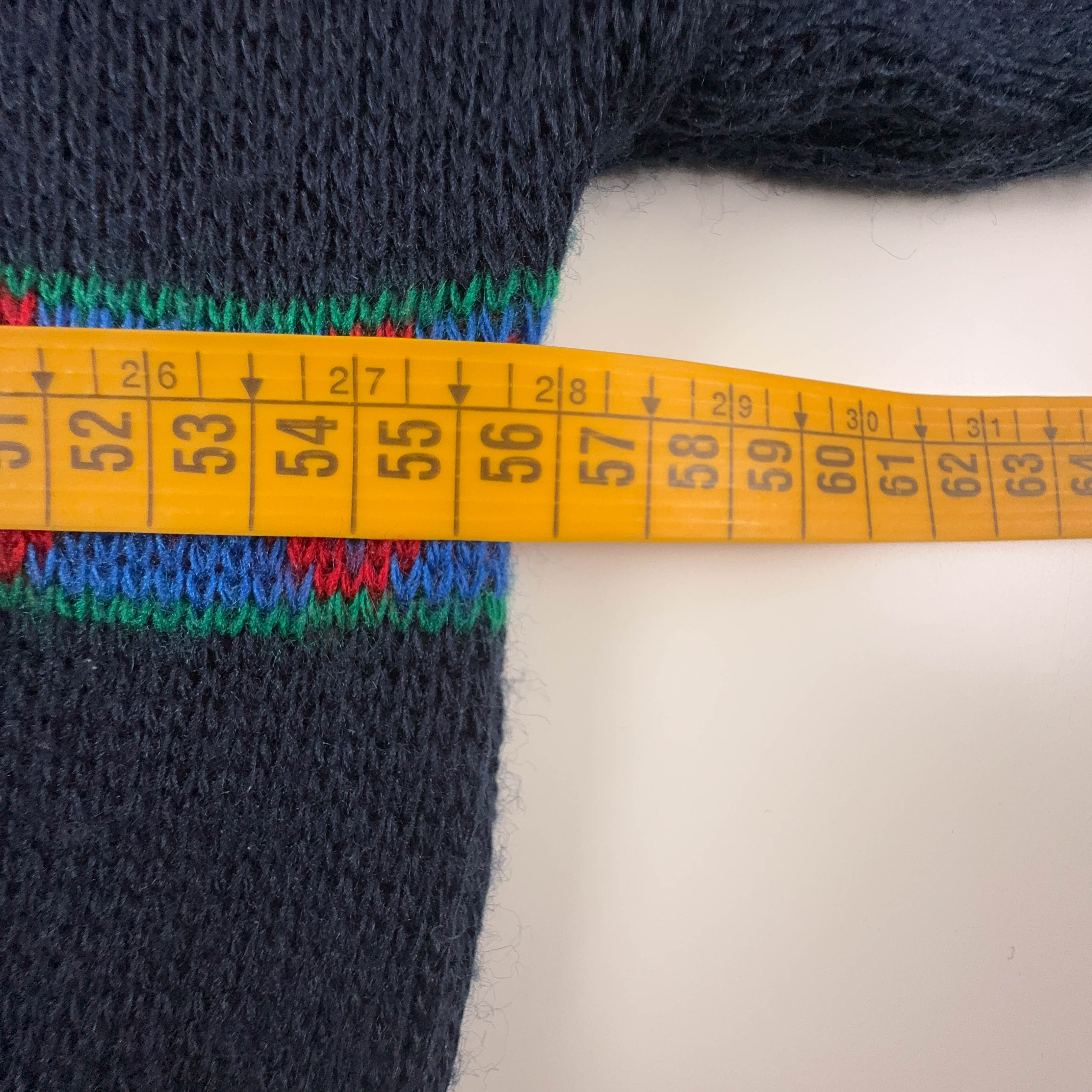 Maglione Vintage blu rosso e verde a righe girocollo anni 80 90 - Taglia 52 uomo