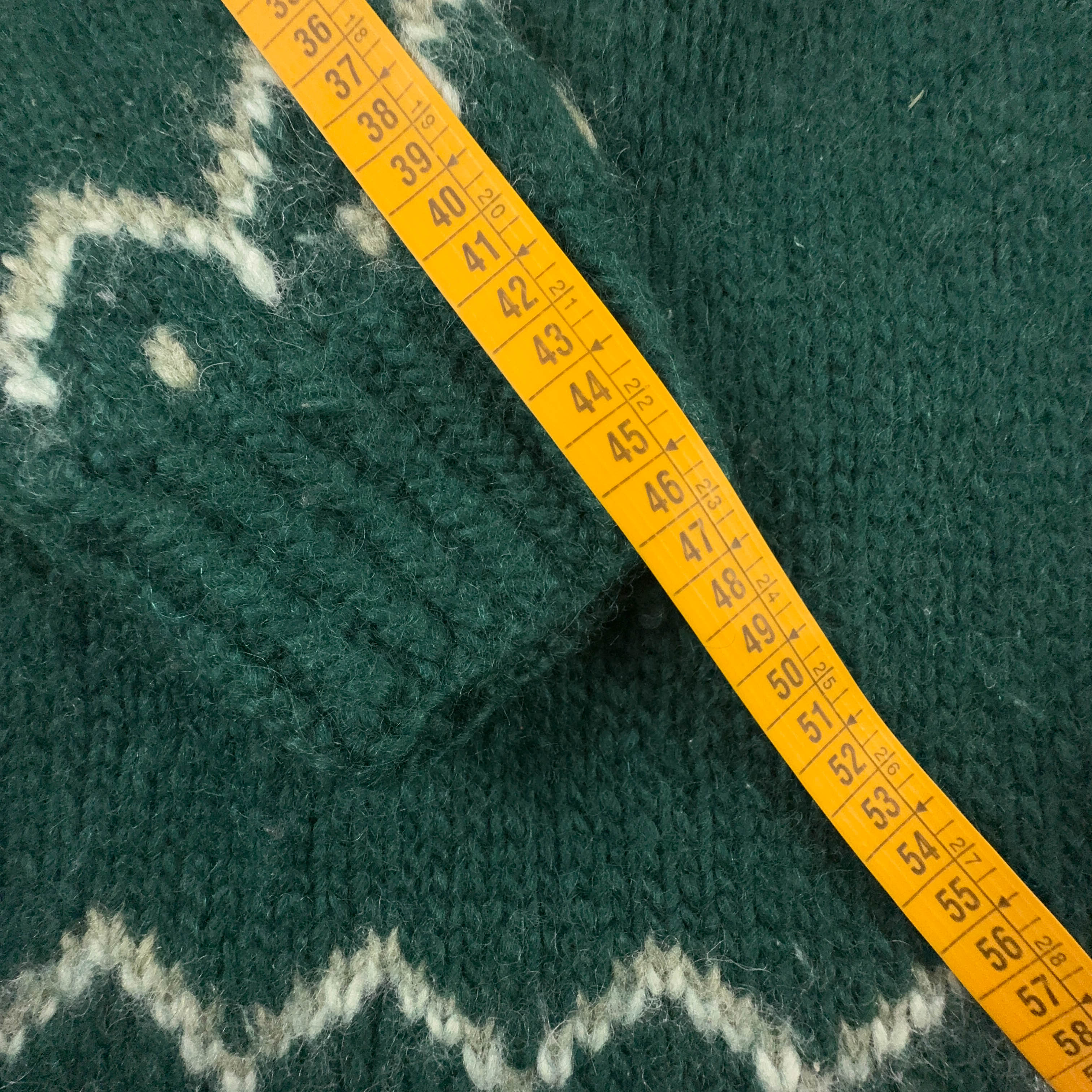 Maglione Vintage Handmade verde e crema a girocollo anni 80 90 - Taglia S uomo