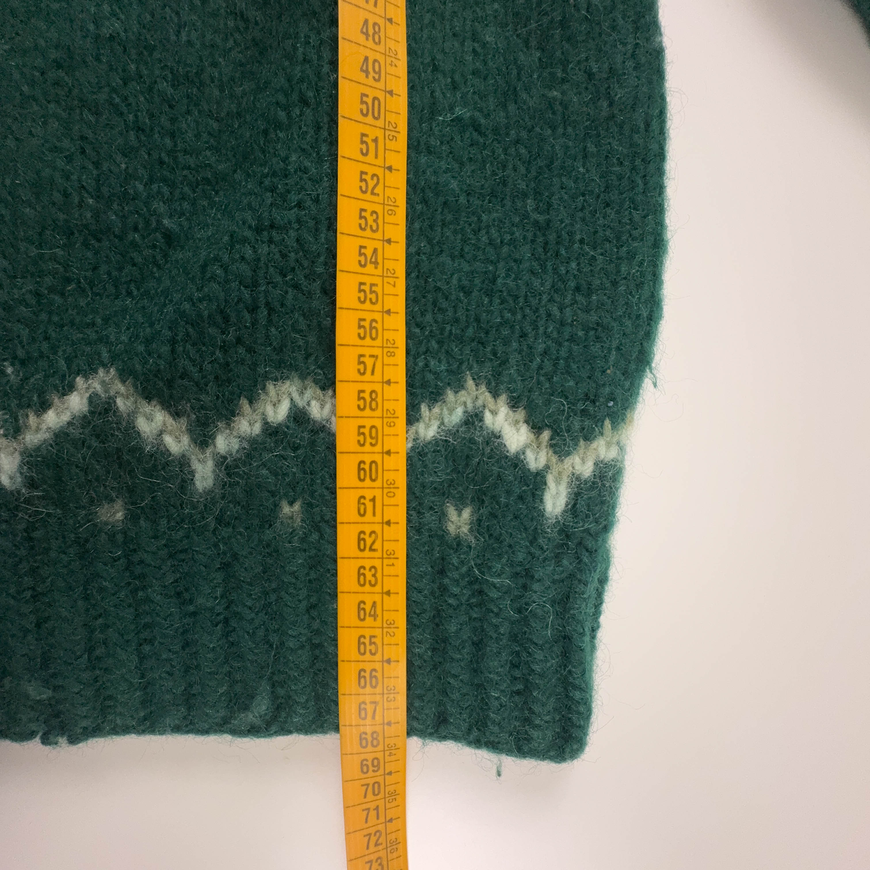 Maglione Vintage Handmade verde e crema a girocollo anni 80 90 - Taglia S uomo