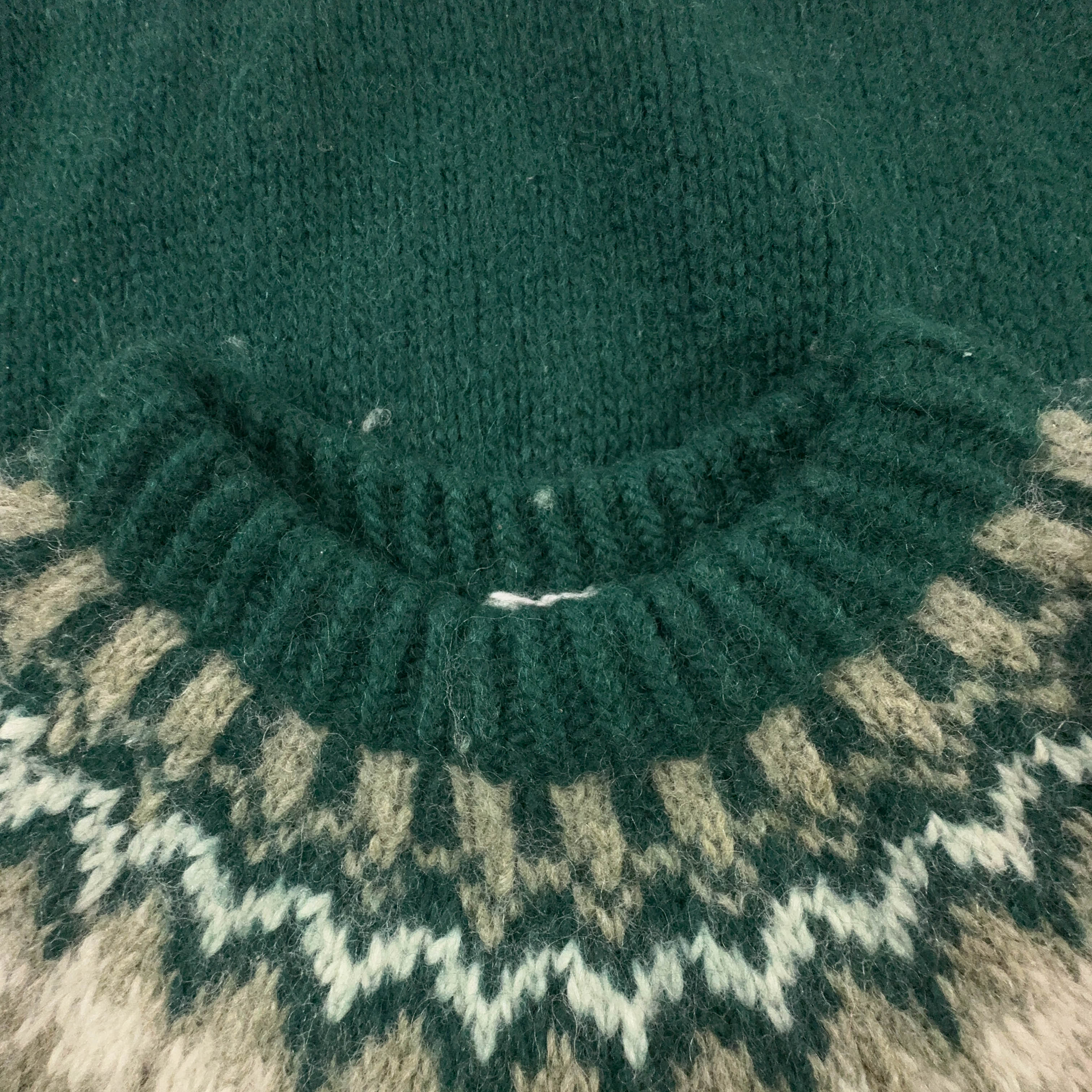 Maglione Vintage Handmade verde e crema a girocollo anni 80 90 - Taglia S uomo