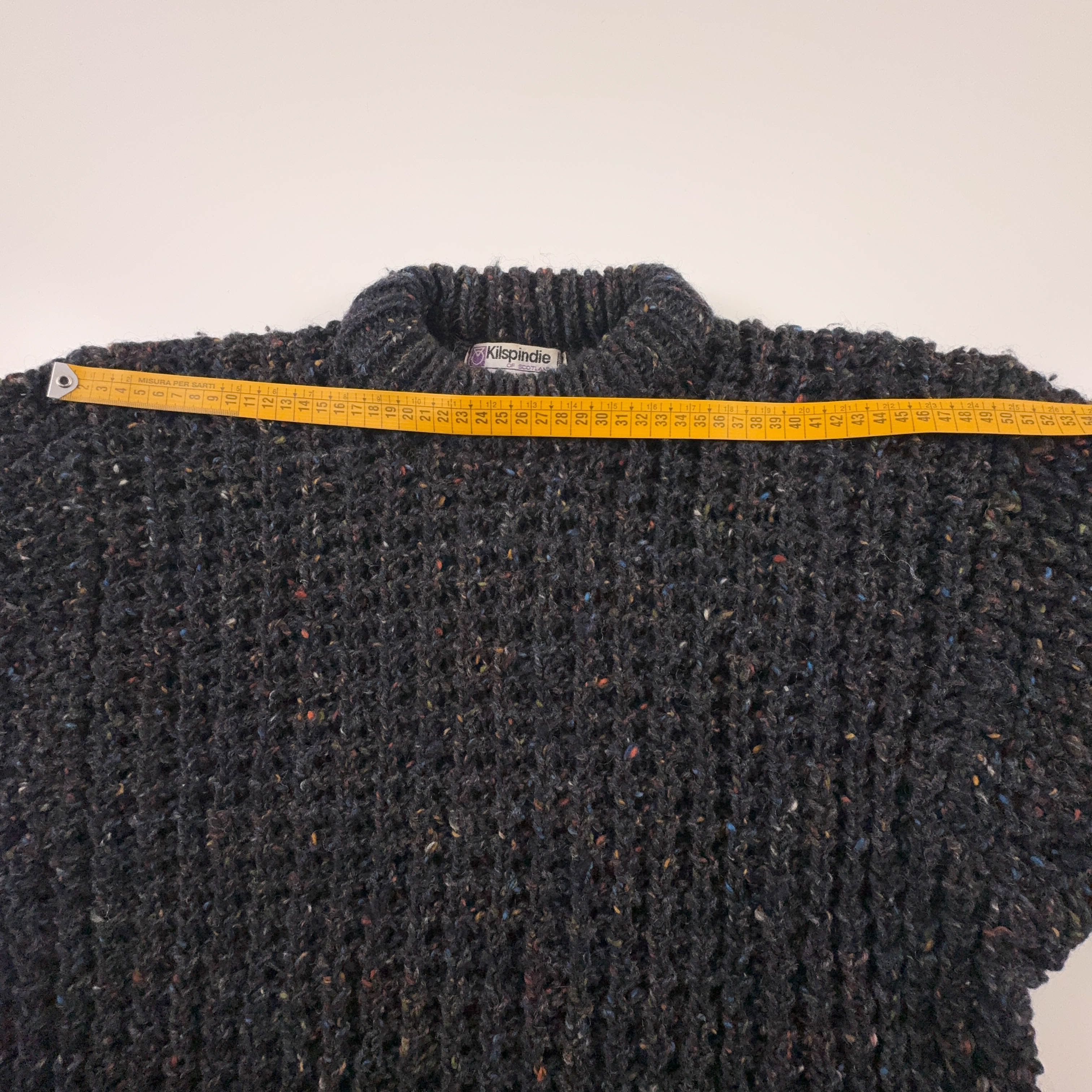 Maglione Vintage grigio scuro a girocollo 100% lana anni 80 90 - Taglia M/L uomo