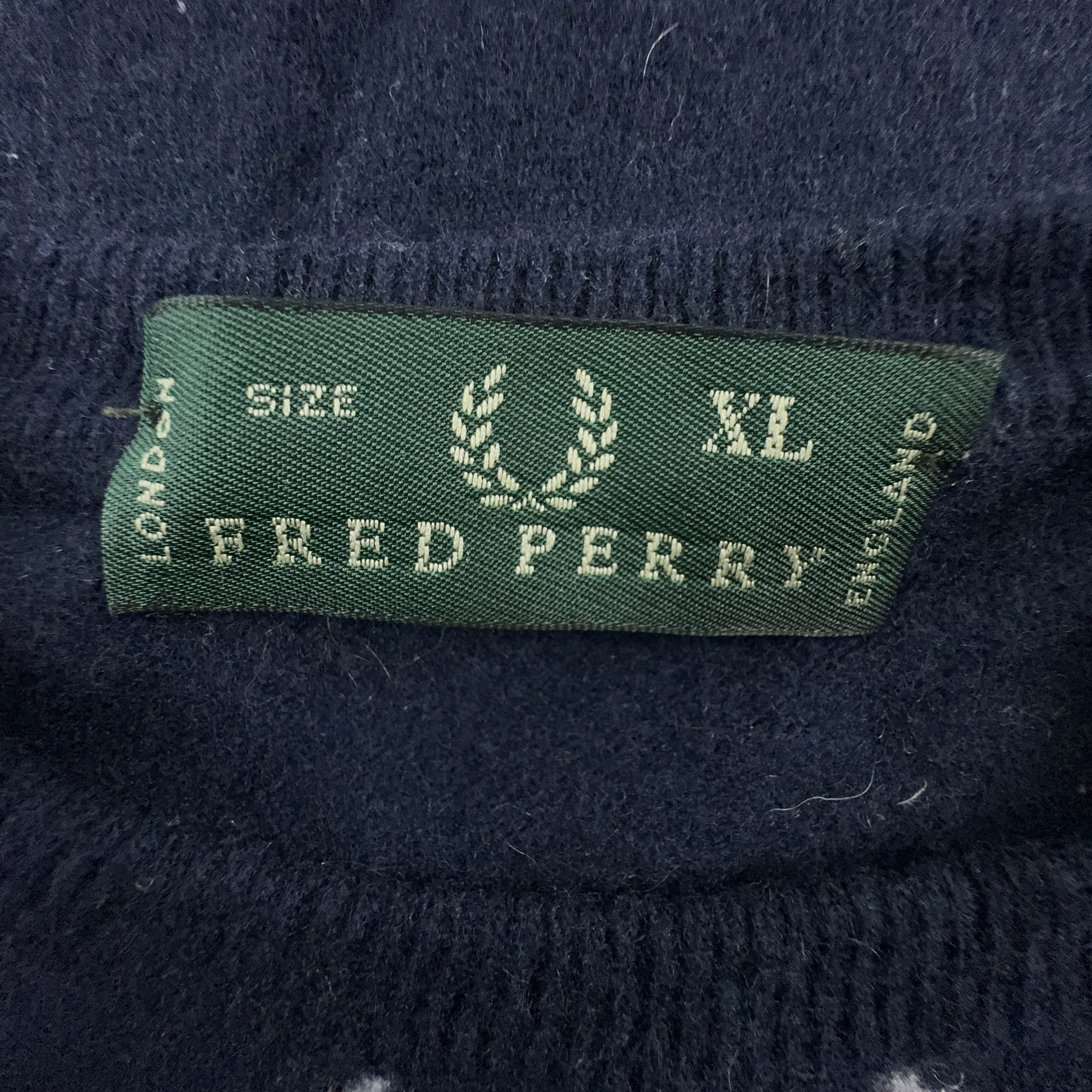 Maglione Fred Perry blue viola a righe e rombi misto lana - Taglia M uomo