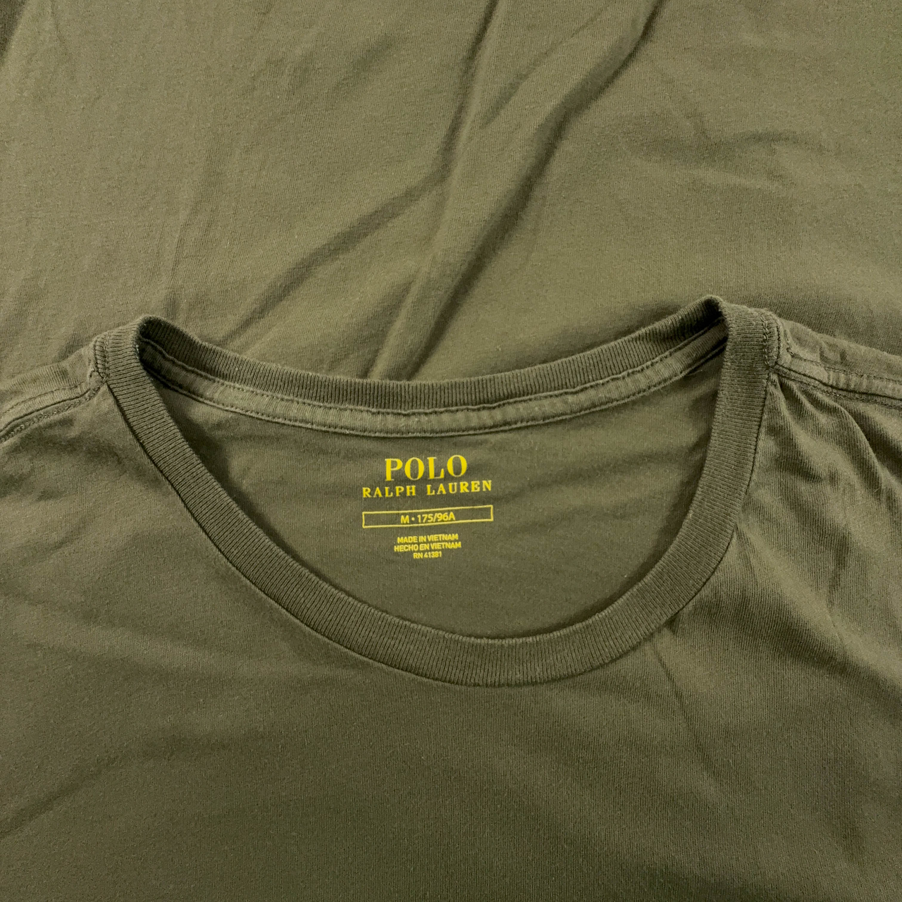 Ralph Lauren Khaki Green Crew Neck Cotton T-Shirt - Size M 175 Men's