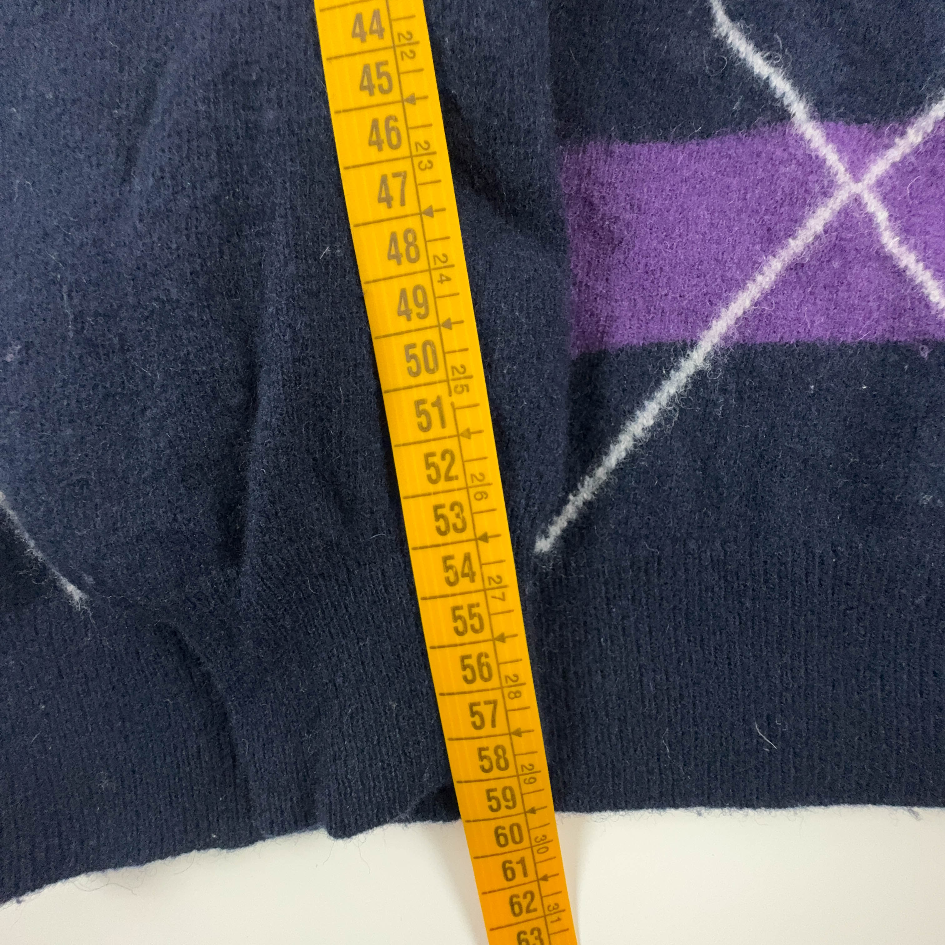 Maglione Fred Perry blue viola a righe e rombi misto lana - Taglia M uomo