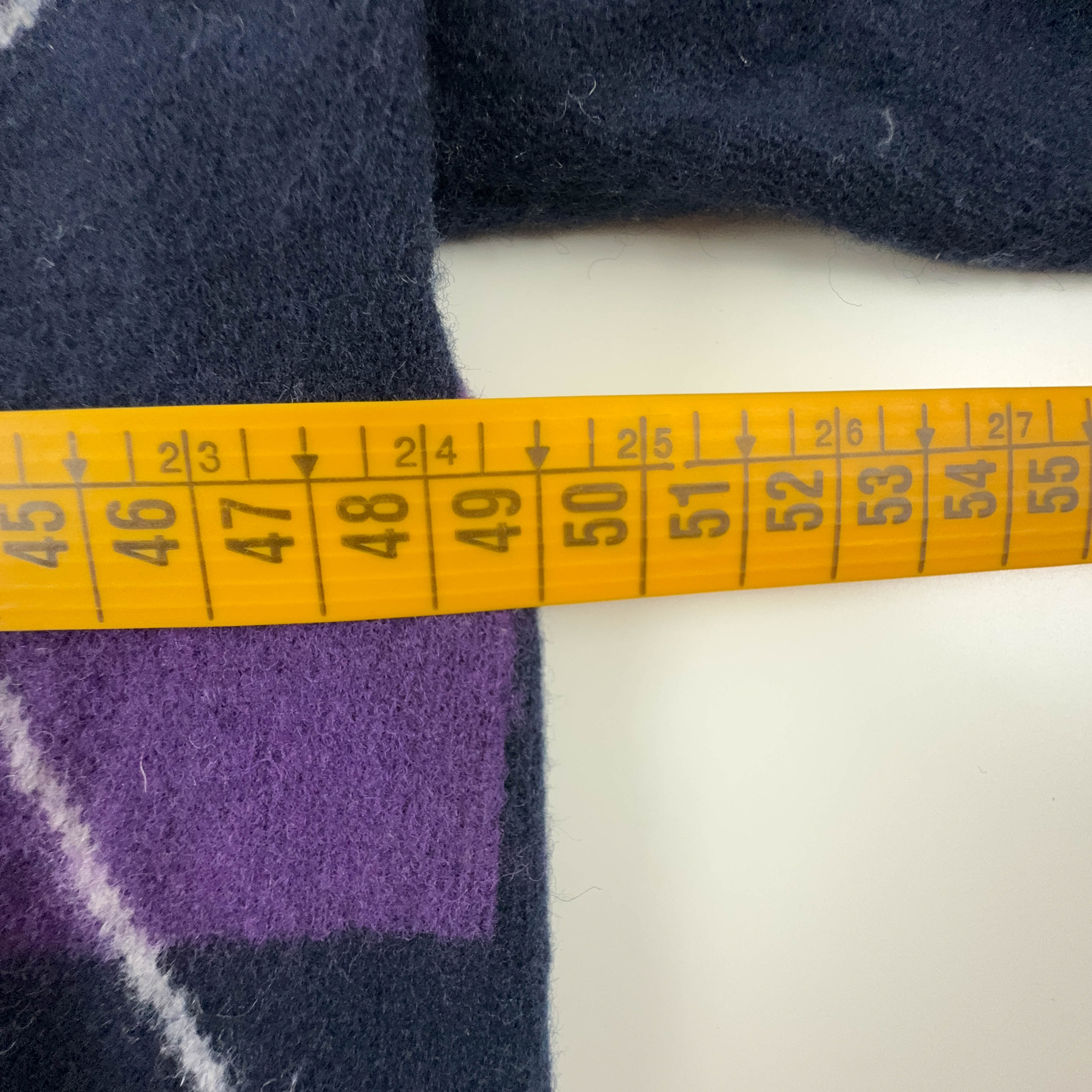 Maglione Fred Perry blue viola a righe e rombi misto lana - Taglia M uomo